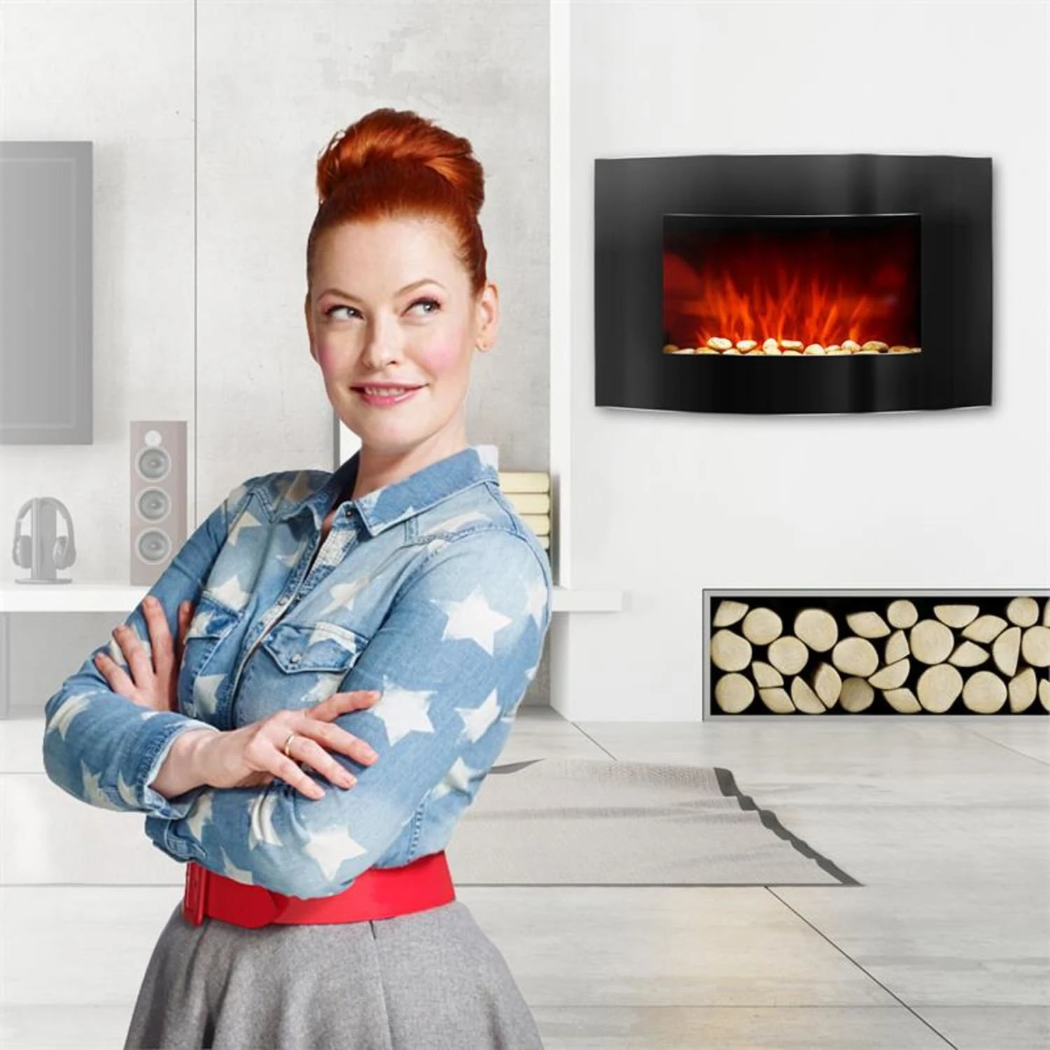 Lausanne Elektrischer Kamin Leistung: 1000 - 2000W LED Fernbedienung – Bild 3