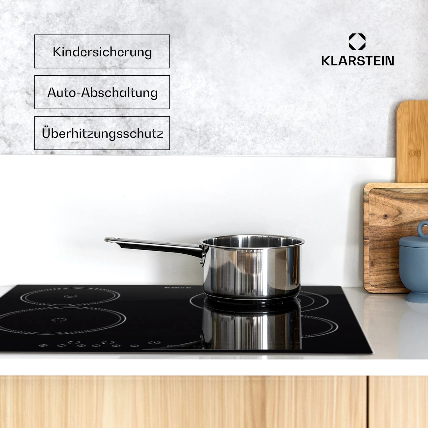 Virtuosa Keramikkochfeld Einbauherd 6500W 59x52cm 4 Zonen Glaskeramik – Bild 6