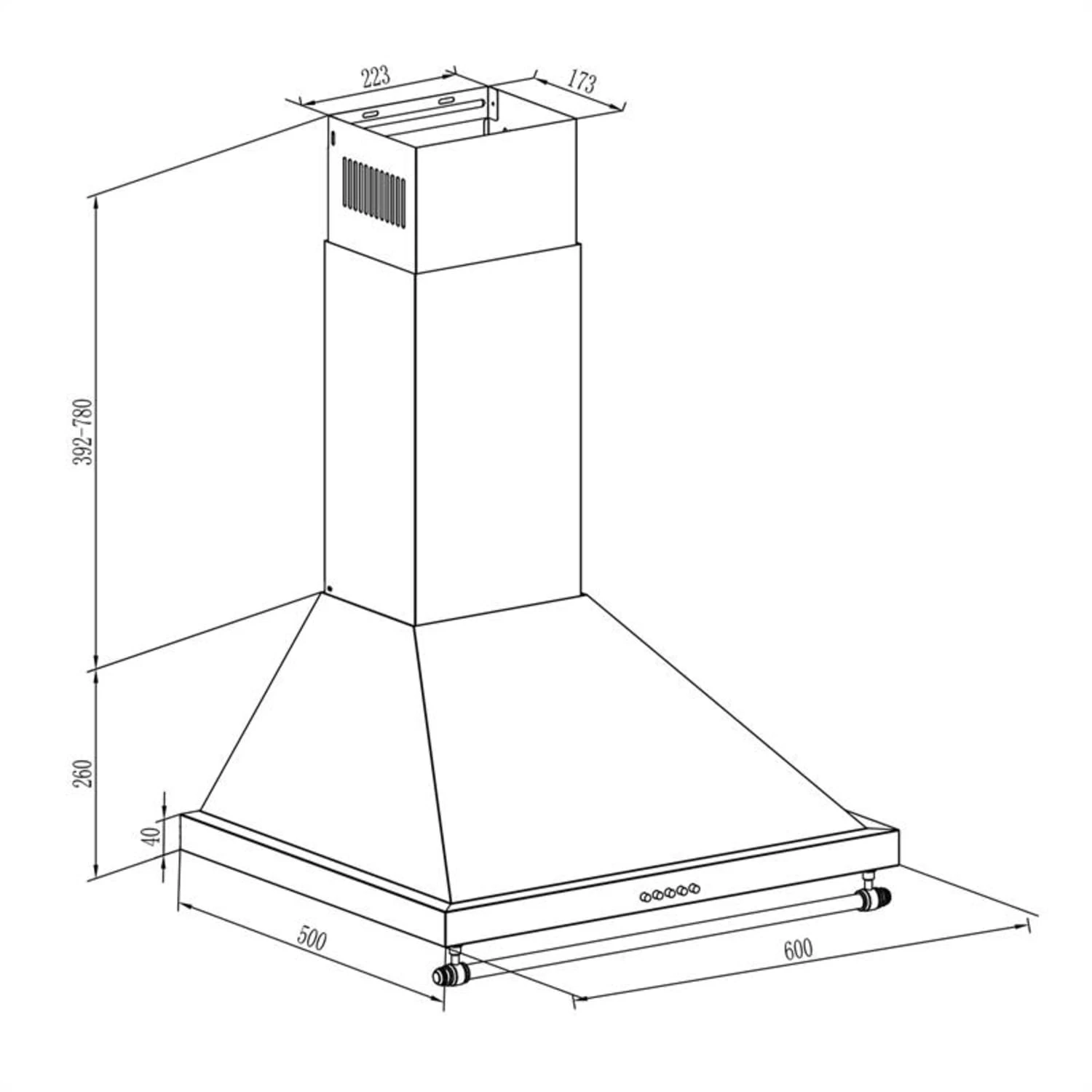 Montblanc 60 Dunstabzugshaube 610m³/h 165W 2x1,5W LED Reling – Bild 8