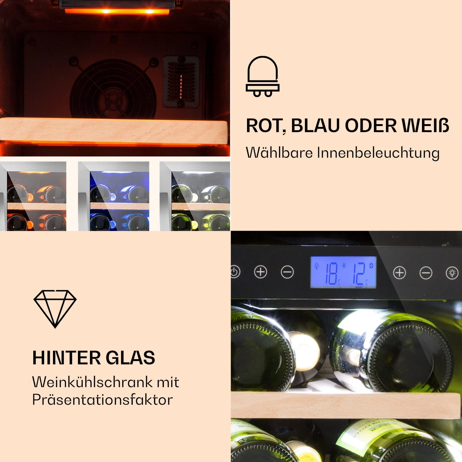 Vinovilla 17 Built-In Duo Weinkühlschrank 2 Zonen 53l 17 Fl. Glastür – Bild 3