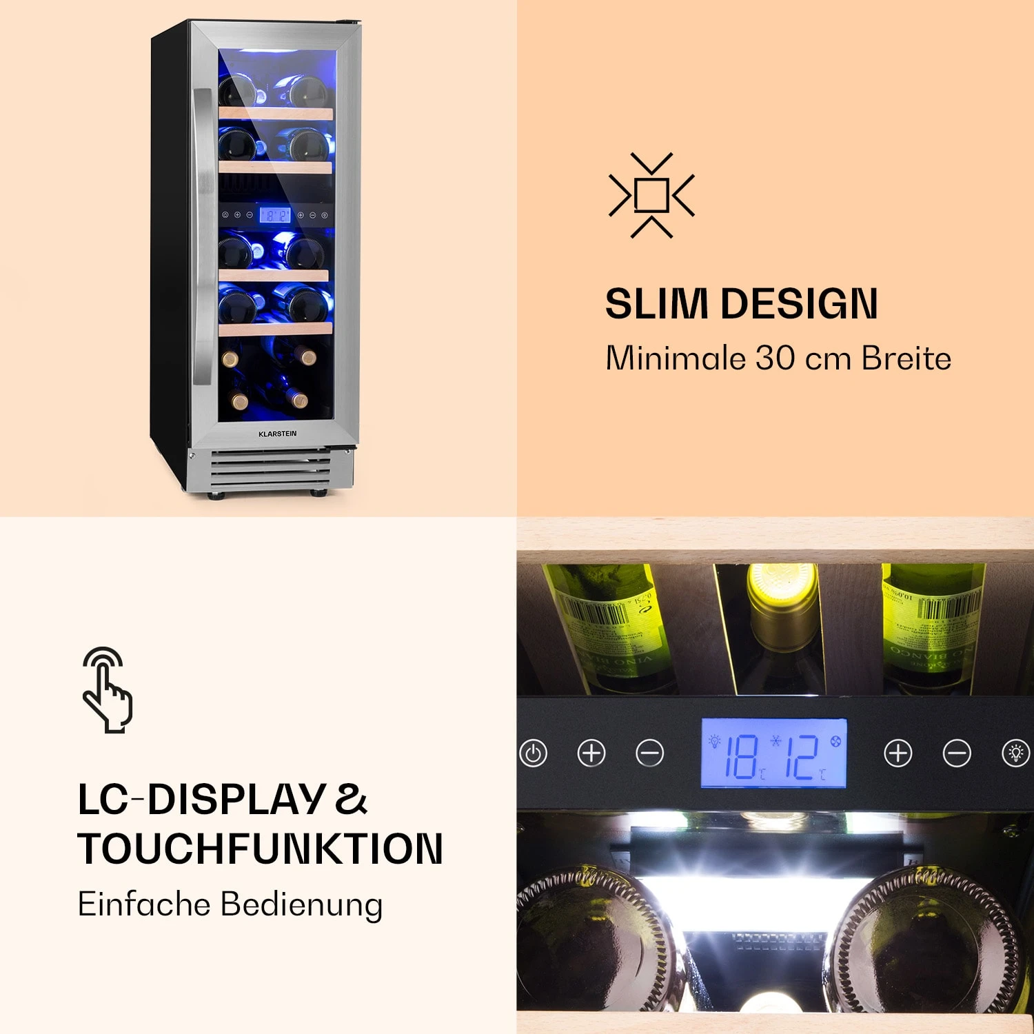 Vinovilla 17 Built-In Duo Weinkühlschrank 2 Zonen 53l 17 Fl. Glastür – Bild 5