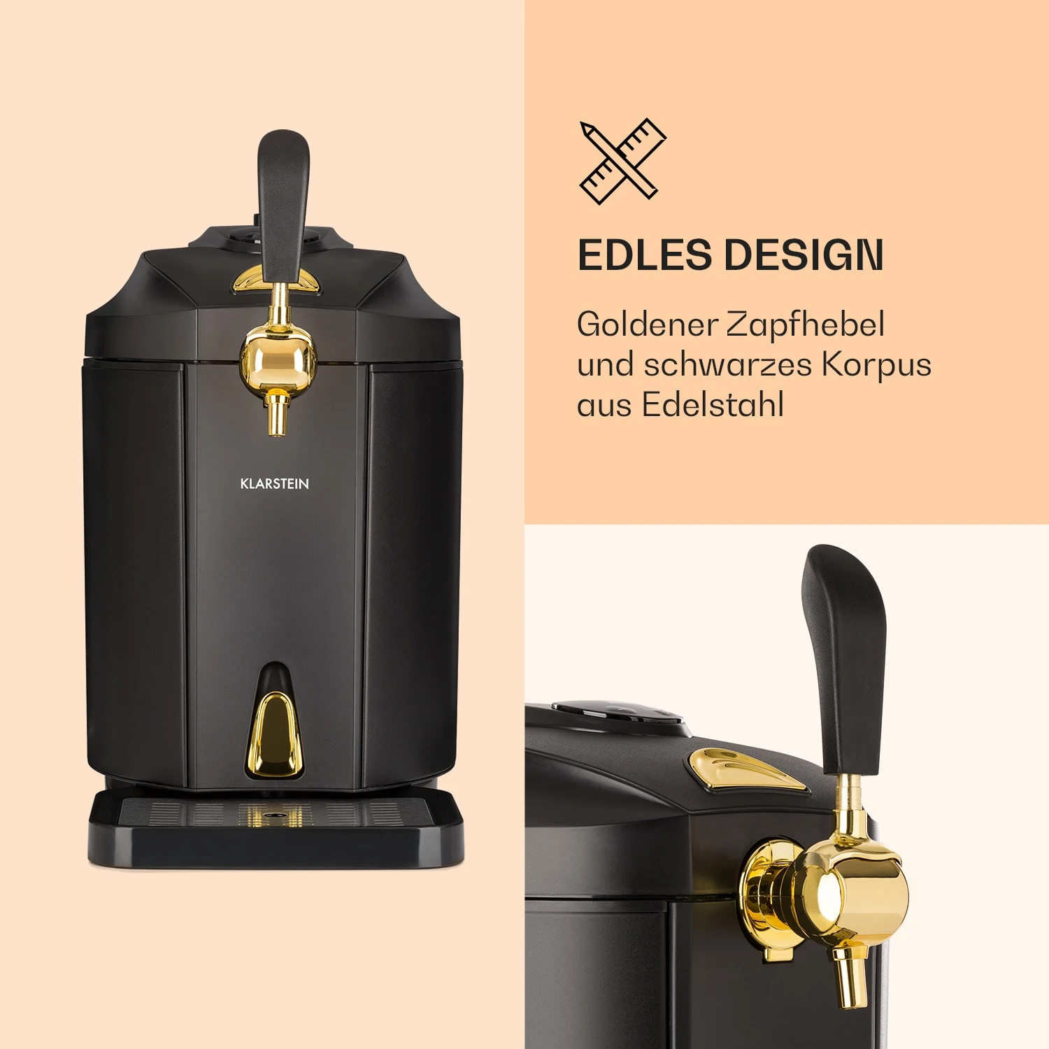 Skal Bierzapfanlage Bierkühler 5l Fässer CO2 Edelstahl Schwarz – Bild 3