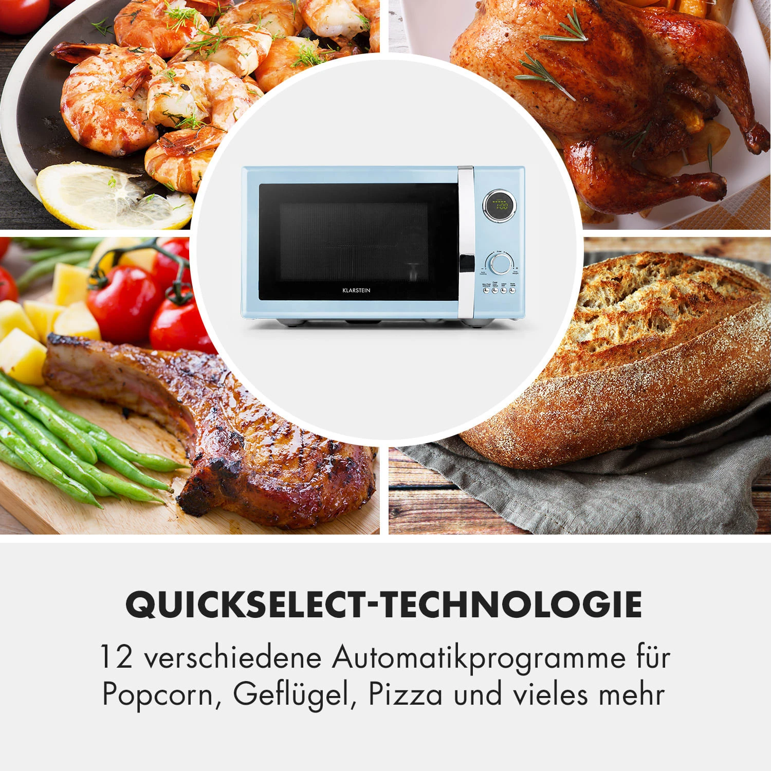 Fine Dinesty 2-in-1-Mikrowelle: 23l 800W / Grill: 1000W Blau – Bild 5