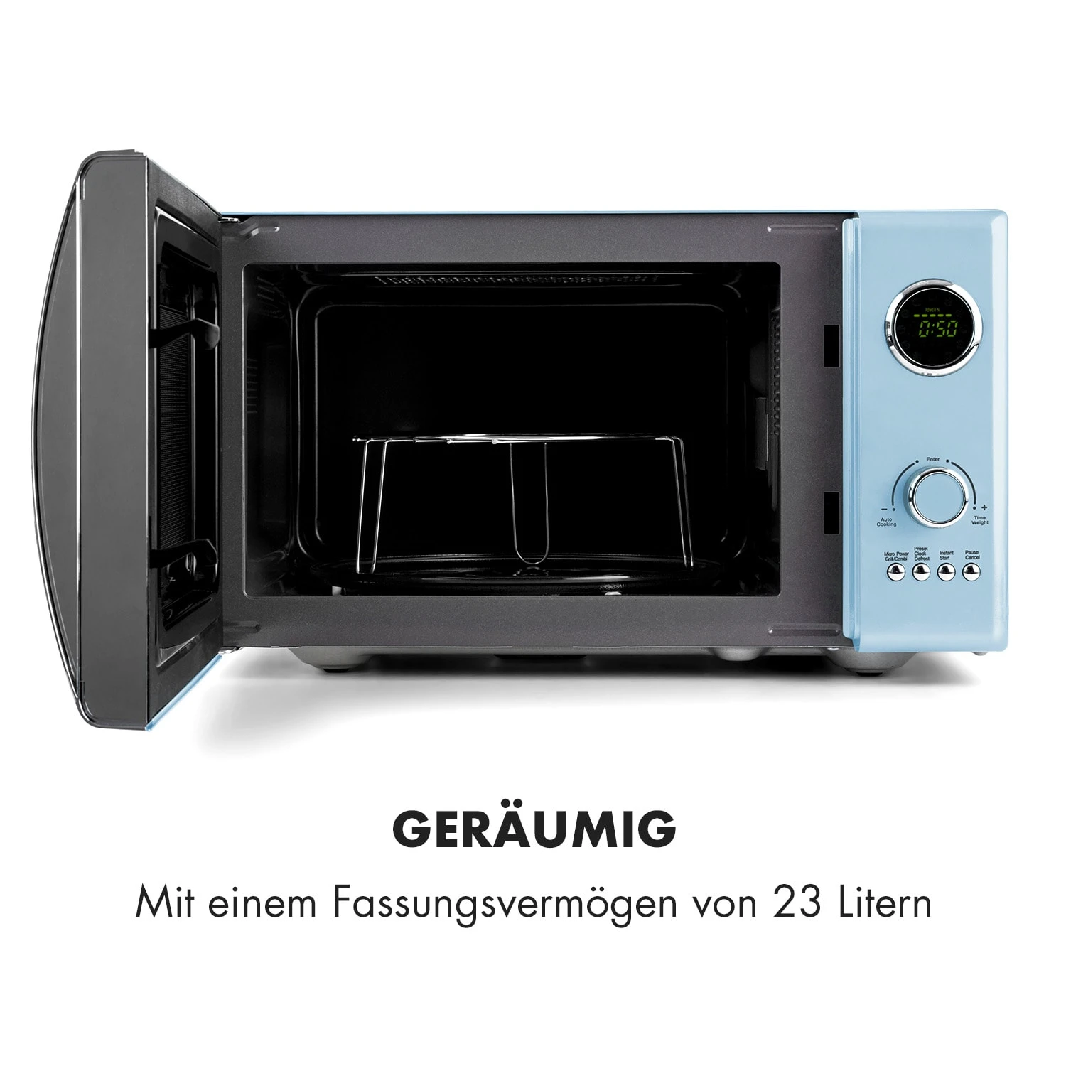 Fine Dinesty 2-in-1-Mikrowelle: 23l 800W / Grill: 1000W Blau – Bild 6