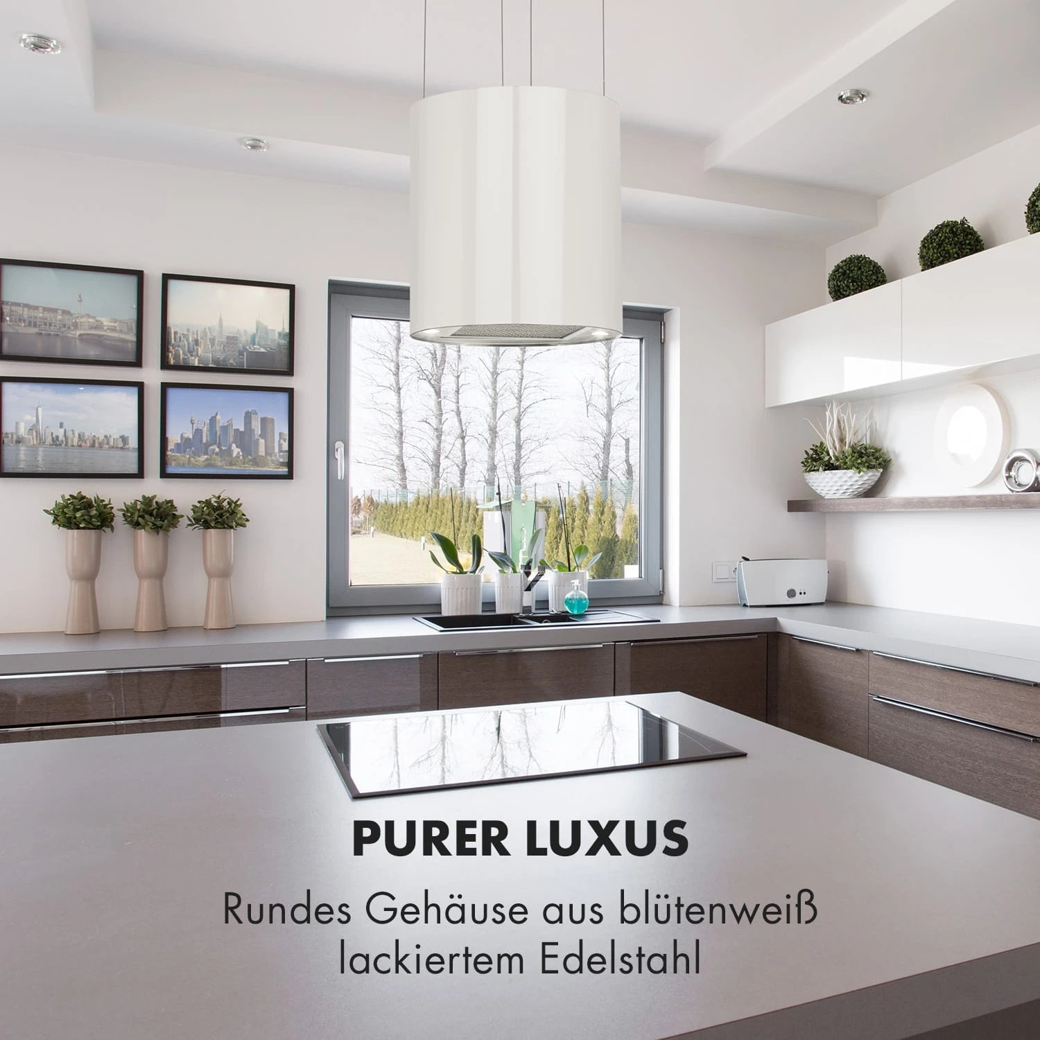 Barett Inselabzugshaube Ø35cm Umluft 558 M³/h LED Aktivkohlefilter – Bild 4