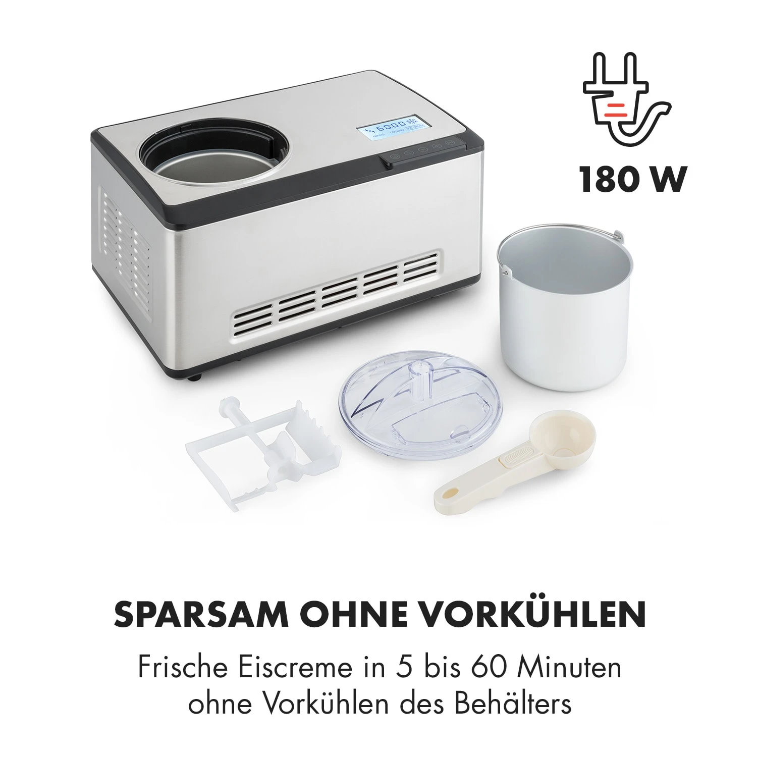 Dolce Bacio Eiscremebereiter Kompressor 2l LCD-Display Touch Edelstahl – Bild 5
