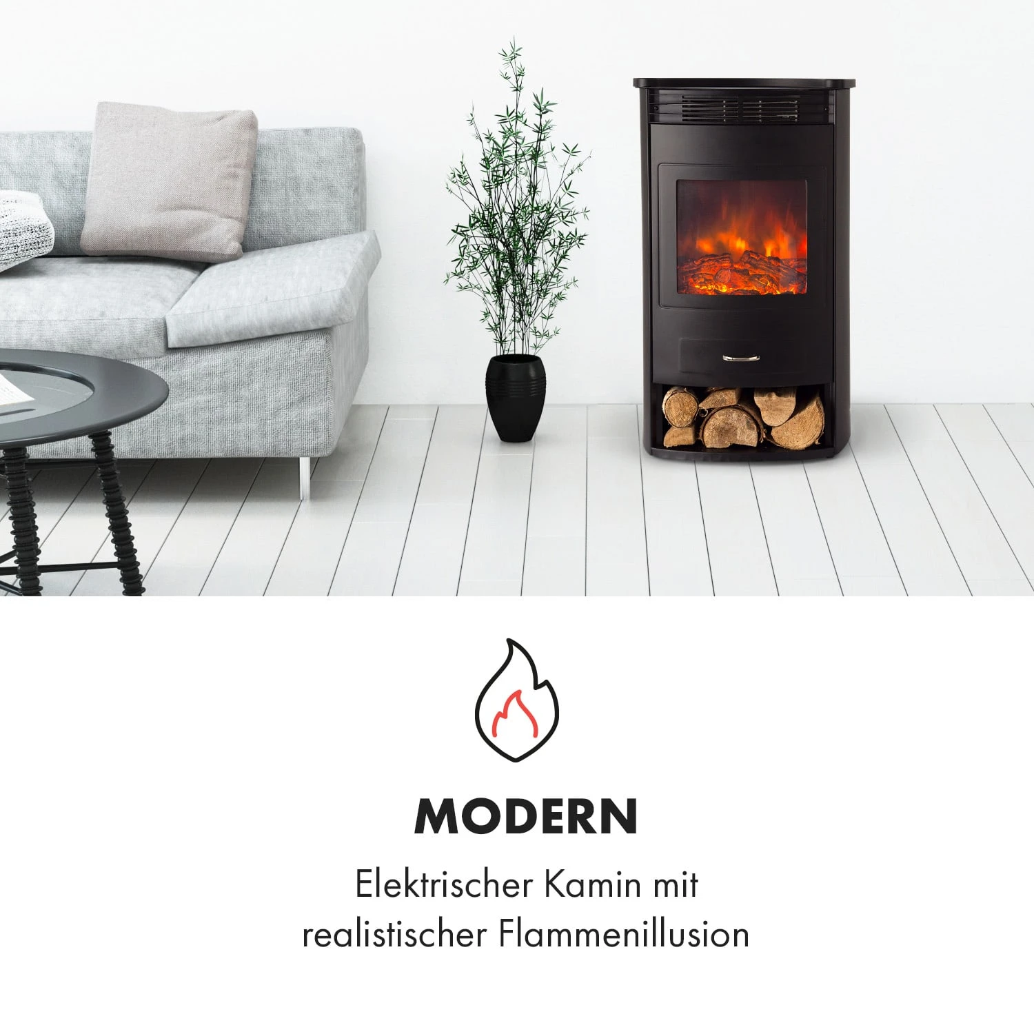 Bormio Elektrischer Kamin 950/1900W Thermostat Wochentimer – Bild 2