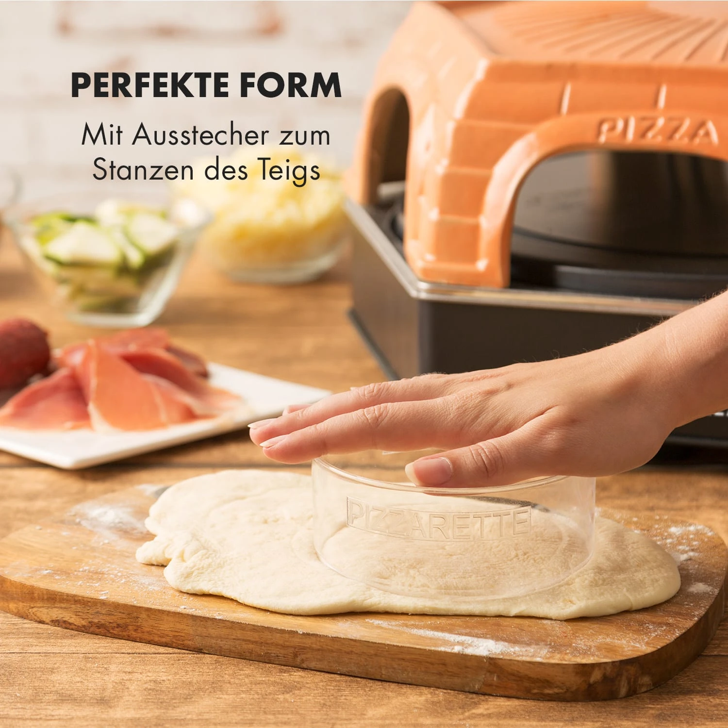 Capricciosa Pizzaofen 1500W Abdeckung Aus Terracotta Warmhaltefunktion – Bild 3