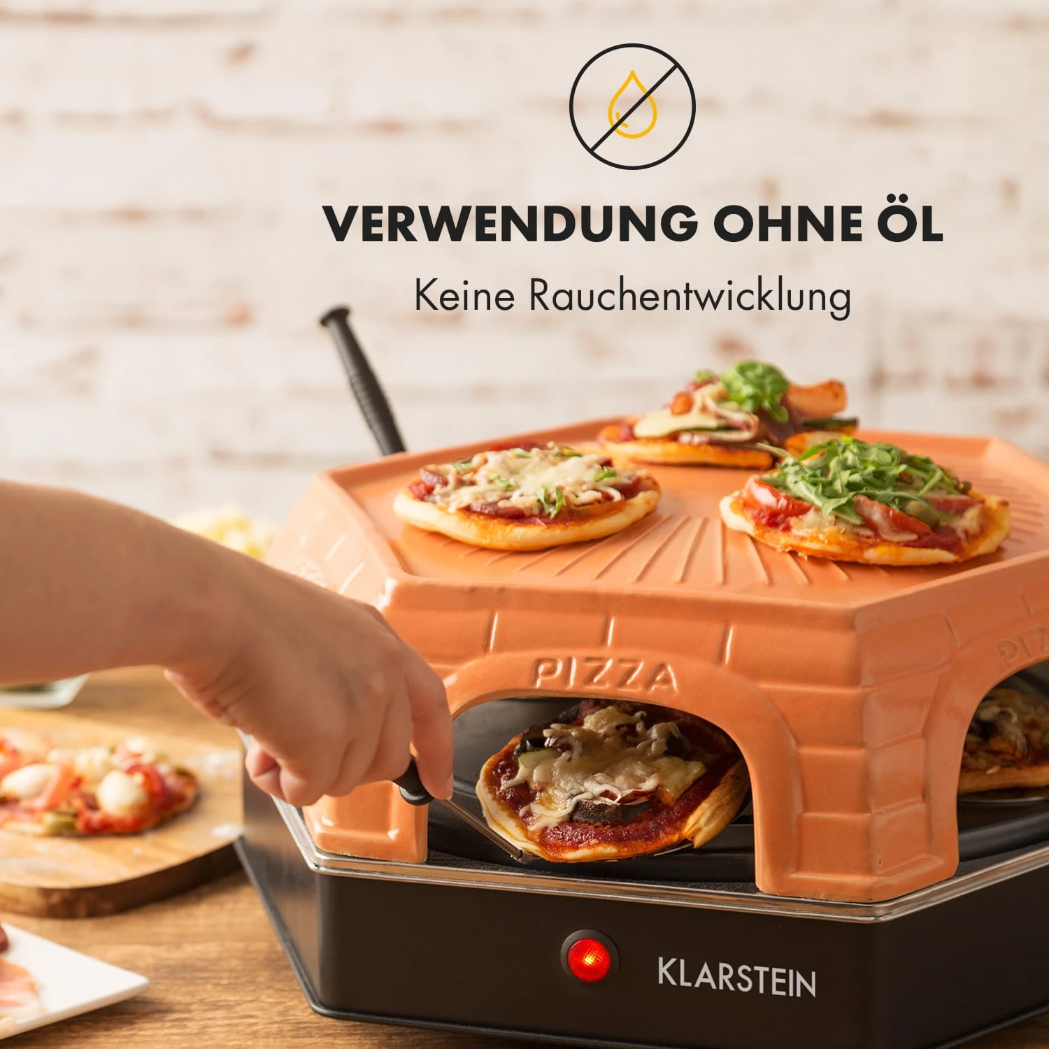 Capricciosa Pizzaofen 1500W Abdeckung Aus Terracotta Warmhaltefunktion – Bild 4