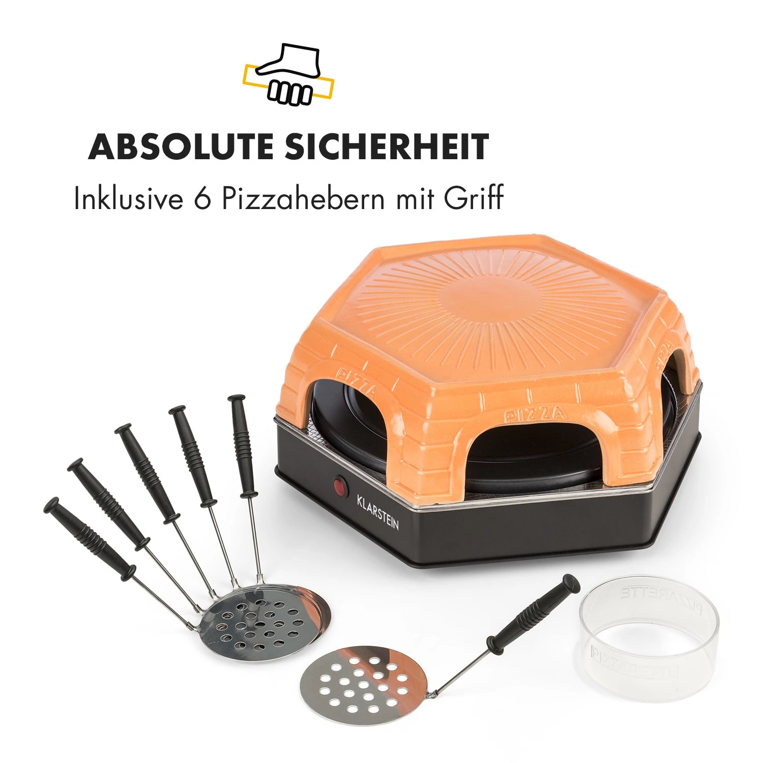 Capricciosa Pizzaofen 1500W Abdeckung Aus Terracotta Warmhaltefunktion – Bild 8