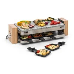 Prime-Rib Raclettegrill 8 Pers. 1500 W Natursteinplatte Edelstahl Holz