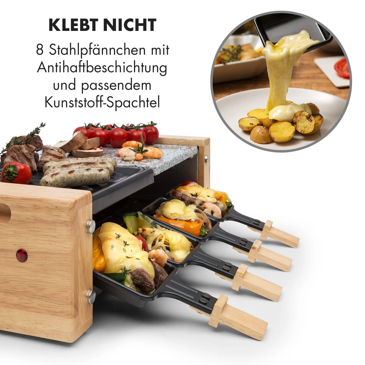Chateaubriand Nuovo Raclette 1200W Aluminium / Stein 8 Personen Holz – Bild 4
