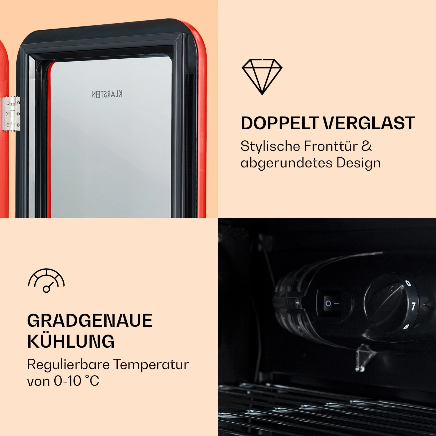 PopLife Getränkekühler Kühlschrank 0-10°C Retro-Design – Bild 4