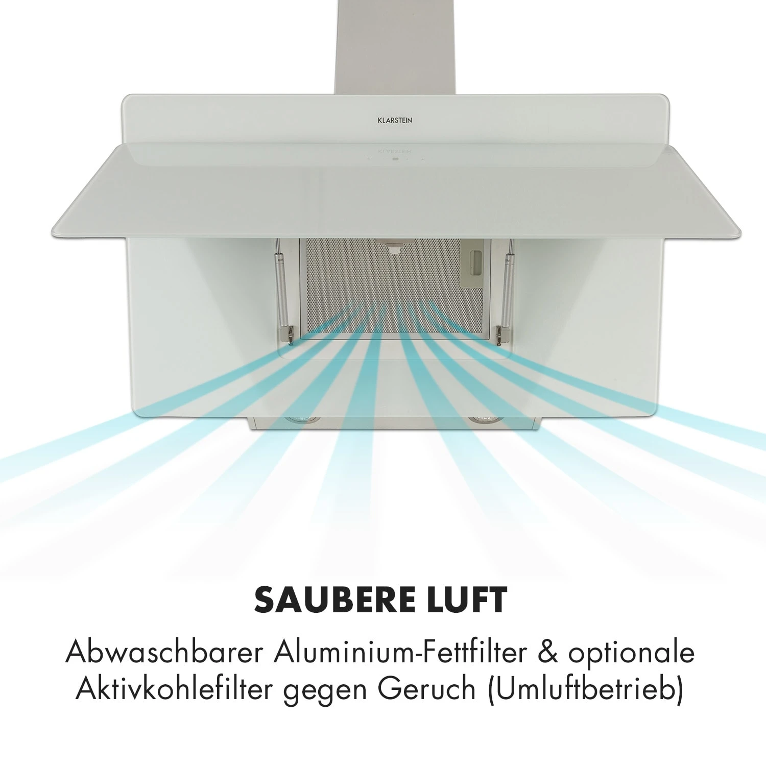 Aurica 90 Dunstabzugshaube 90cm 600 M³/h LED Touch Glas Weiß – Bild 5