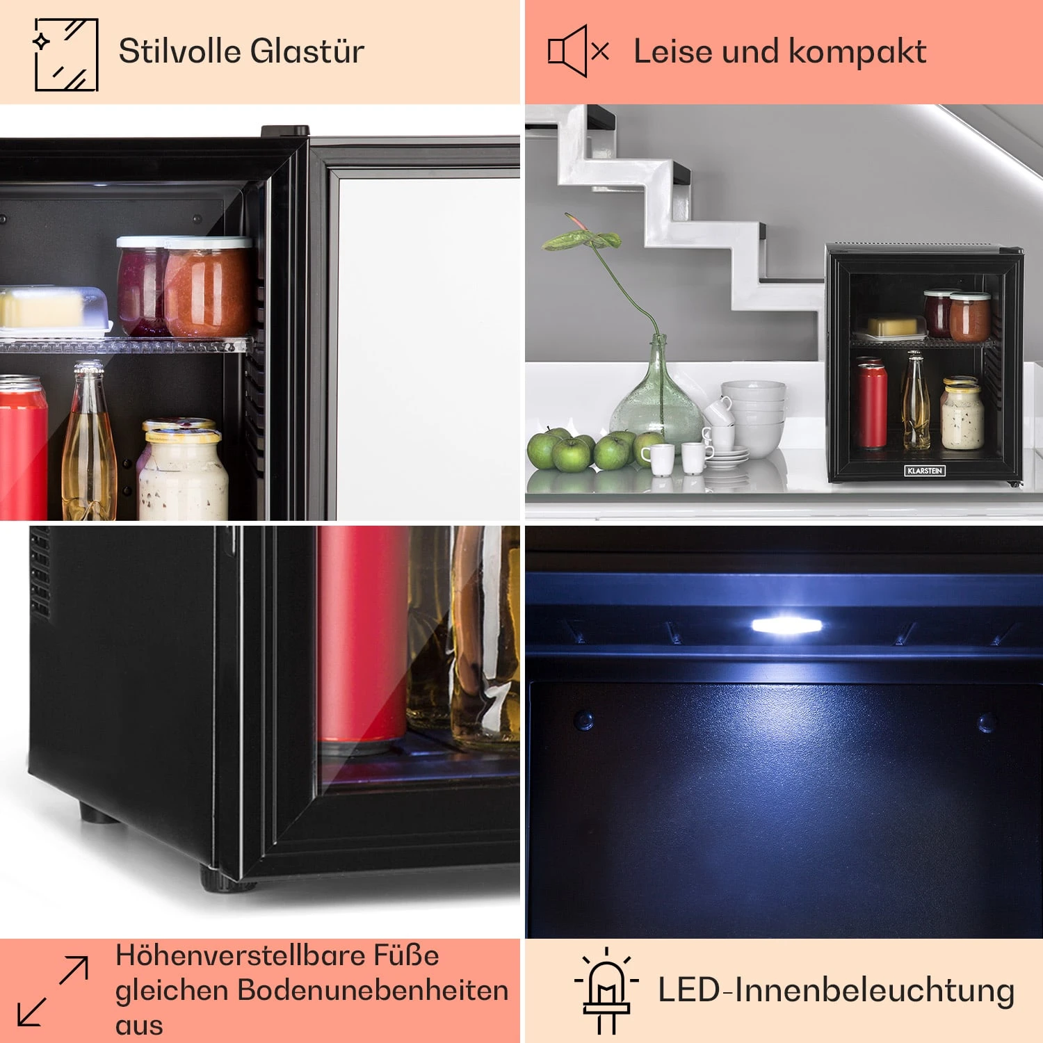 Brooklyn 32 Mini-Kühlschrank Glastür LED Ablage – Bild 5