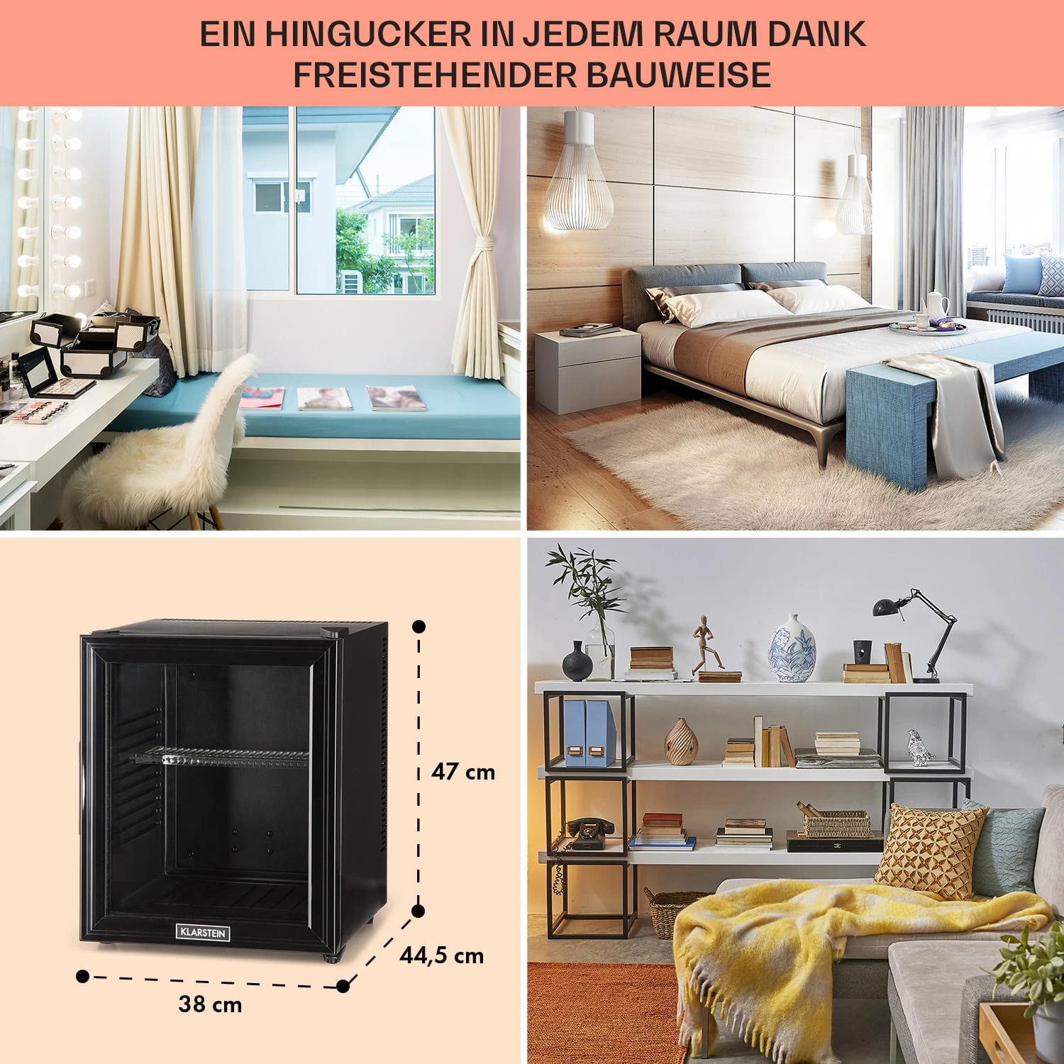 Brooklyn 32 Mini-Kühlschrank Glastür LED Ablage – Bild 6