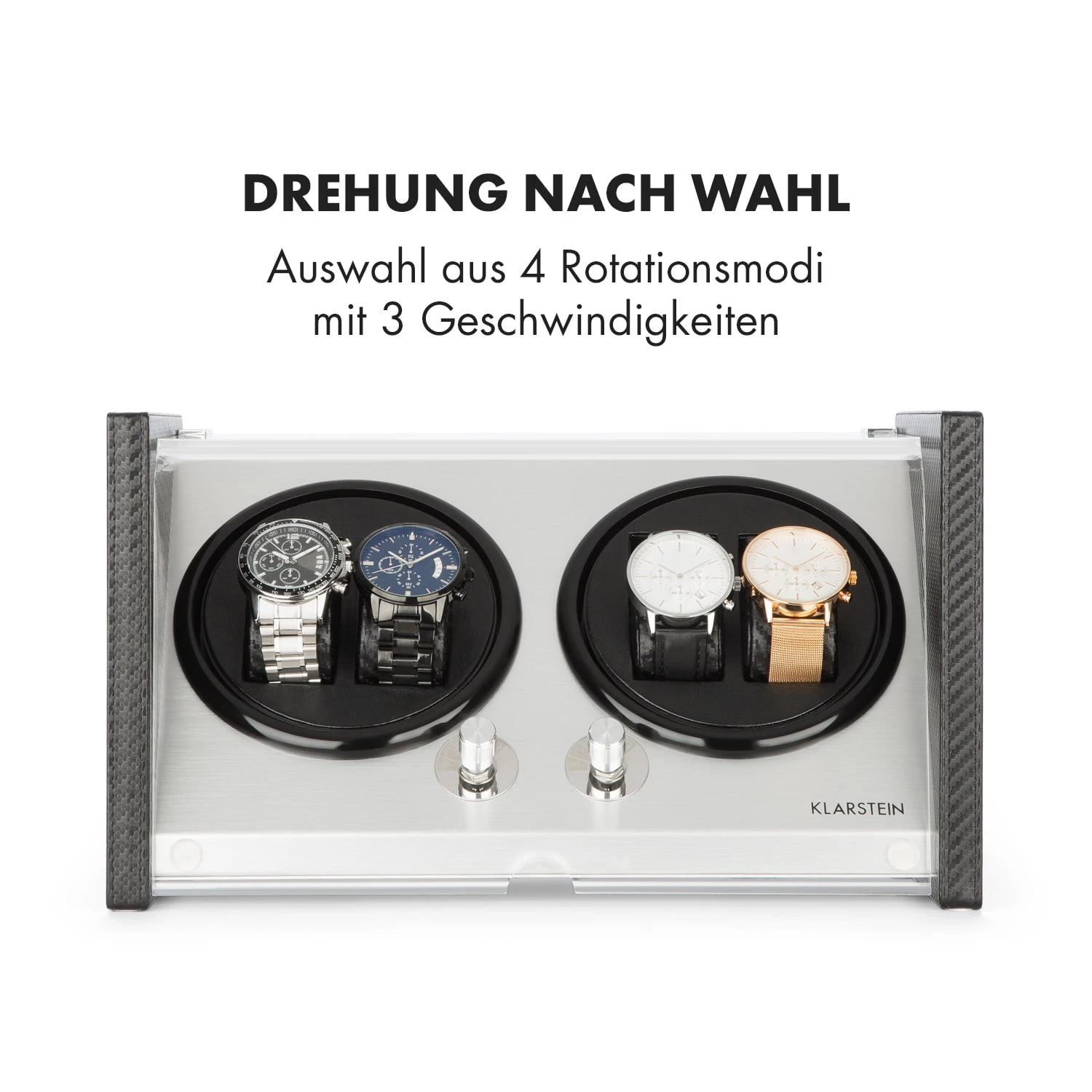 Tokyo 4 Uhrenbeweger, 4 Uhren, 3 Geschwindigkeiten, 4 Modi, Schwarz – Bild 4