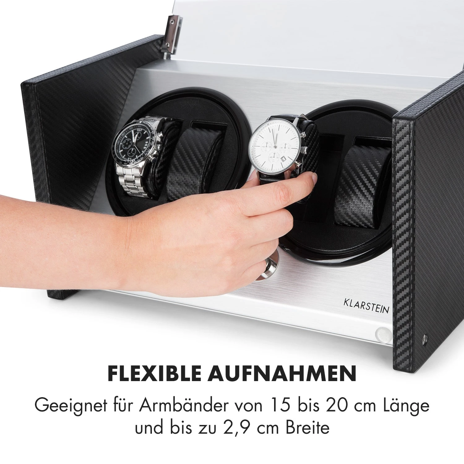 Tokyo 4 Uhrenbeweger, 4 Uhren, 3 Geschwindigkeiten, 4 Modi, Schwarz – Bild 7