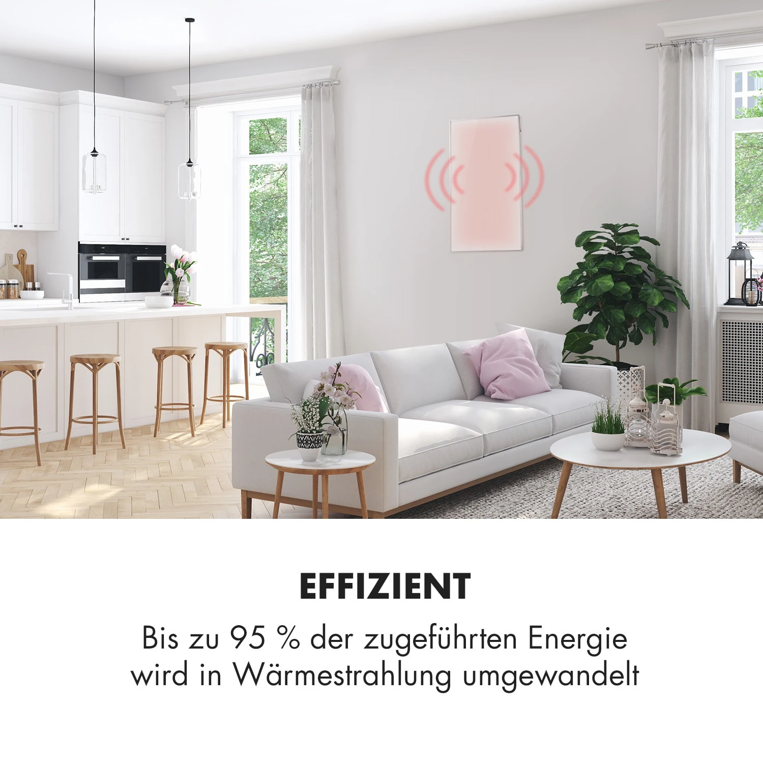 Wonderwall 45 Infrarot-Heizung 50x90cm 450W Wochentimer IP24 – Bild 2