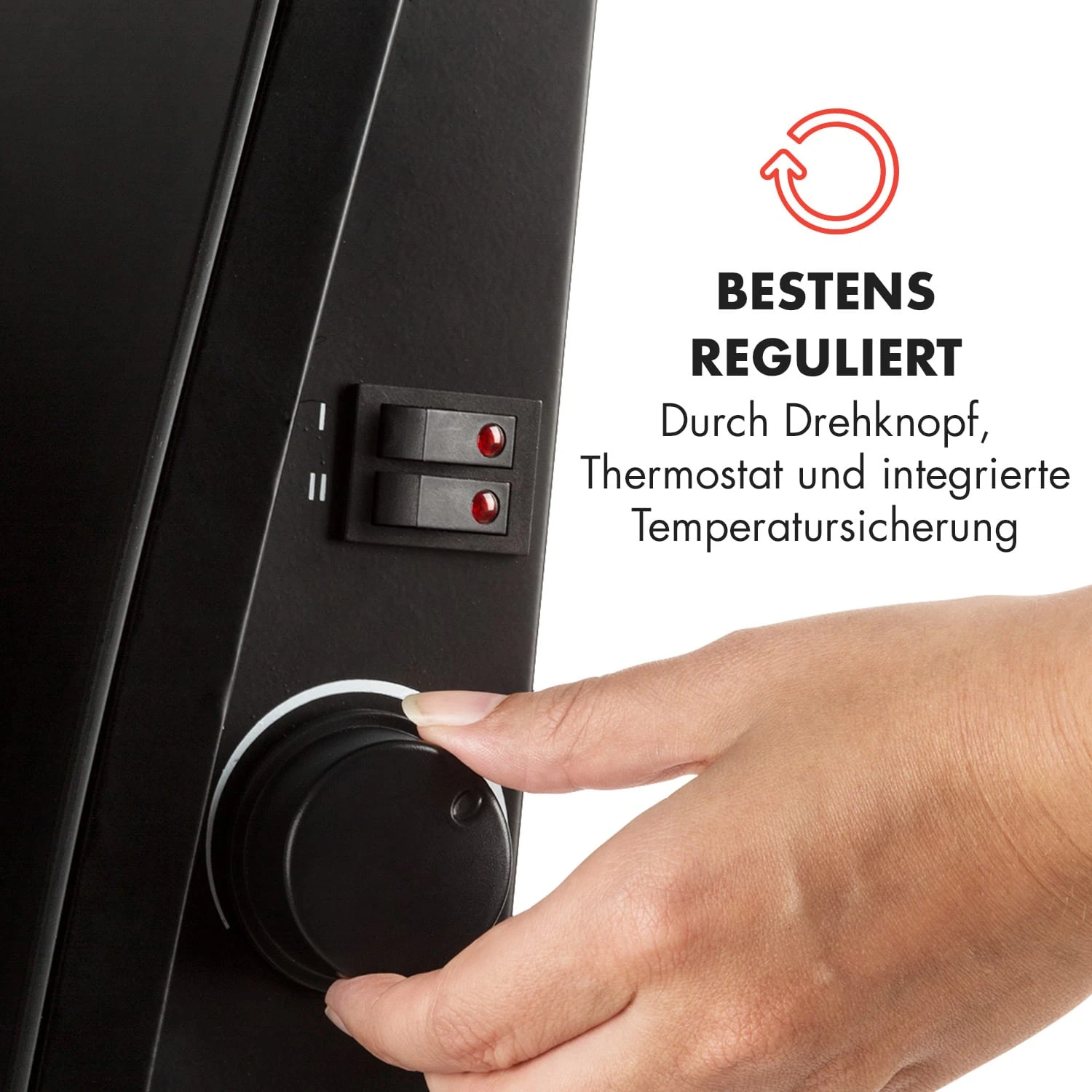 Gotland Glaskonvektor 600, 900 Und 1500W Standgerät Schwarz – Bild 3