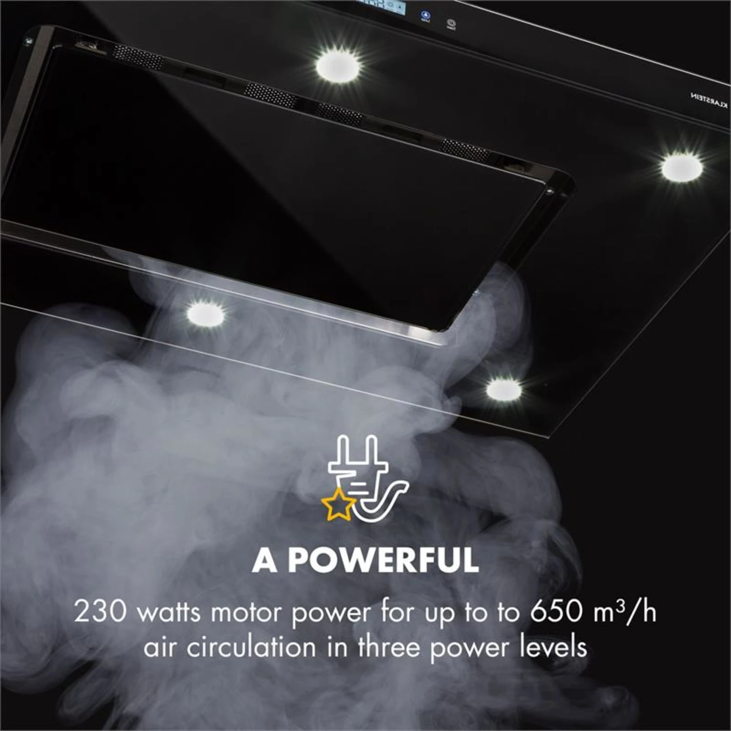 Valeria Inselabzugshaube 90cm 650m³/h Abluft Touch LED Glas Edelstahl – Bild 6