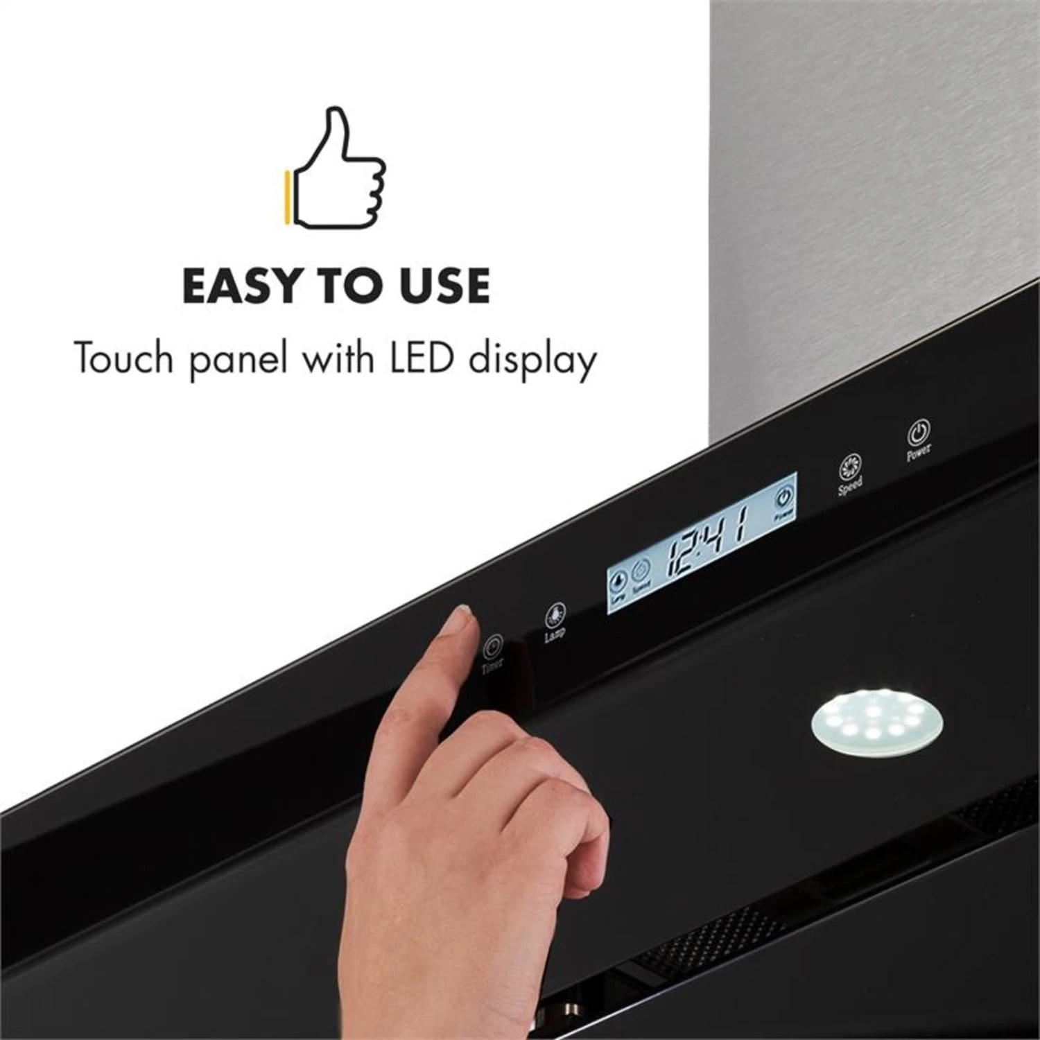 Valeria Inselabzugshaube 90cm 650m³/h Abluft Touch LED Glas Edelstahl – Bild 7