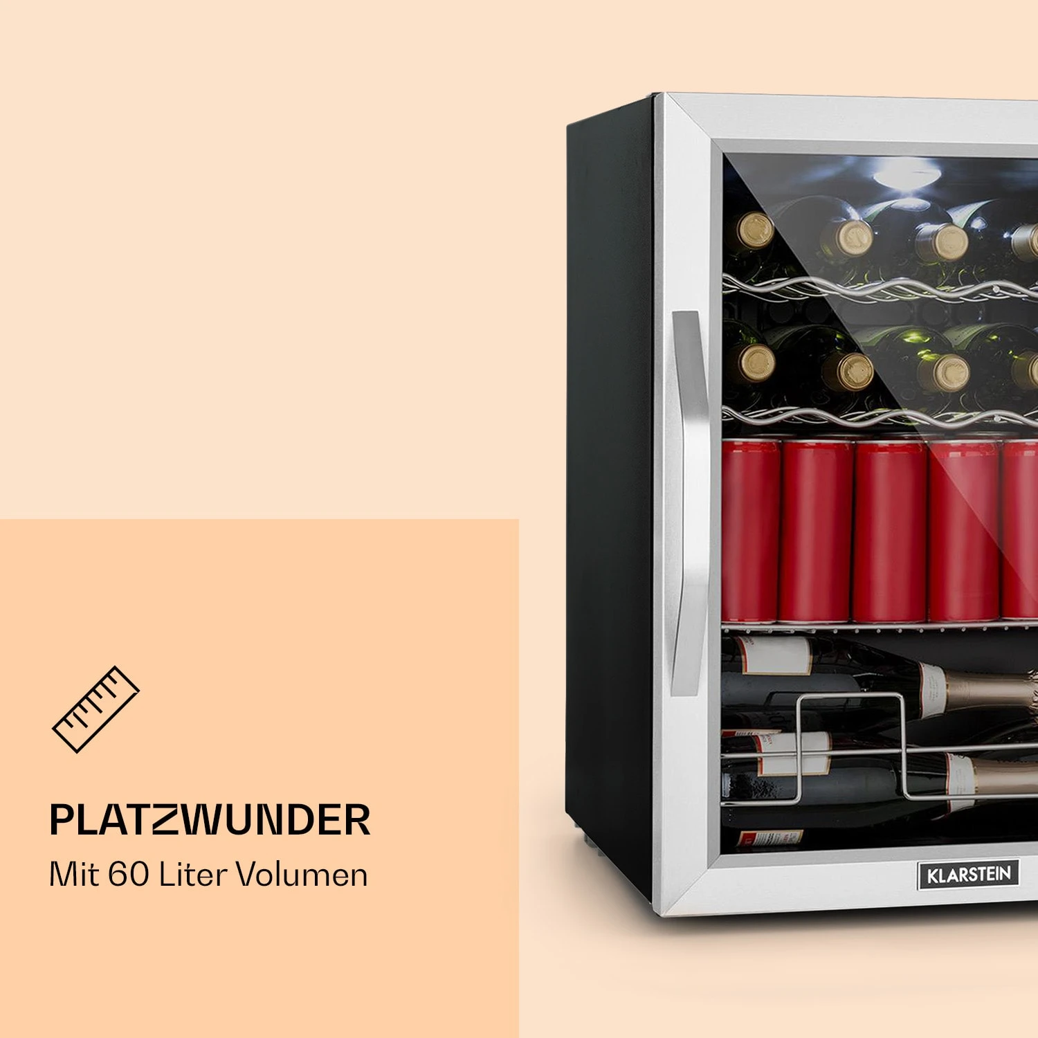 Beersafe XL Mix It Edition Kühlschrank 60 Ltr 4 Böden Panoramaglastür – Bild 2