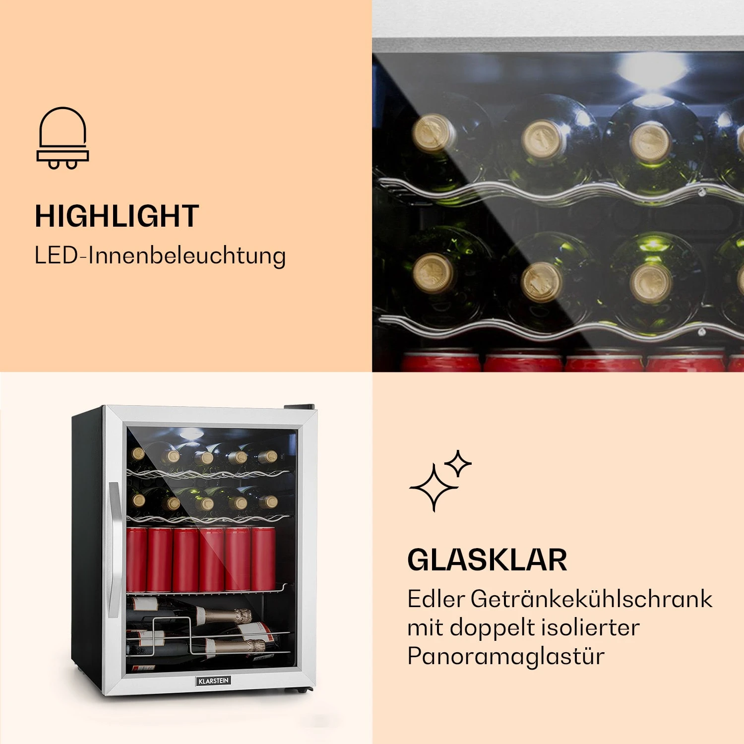 Beersafe XL Mix It Edition Kühlschrank 60 Ltr 4 Böden Panoramaglastür – Bild 4