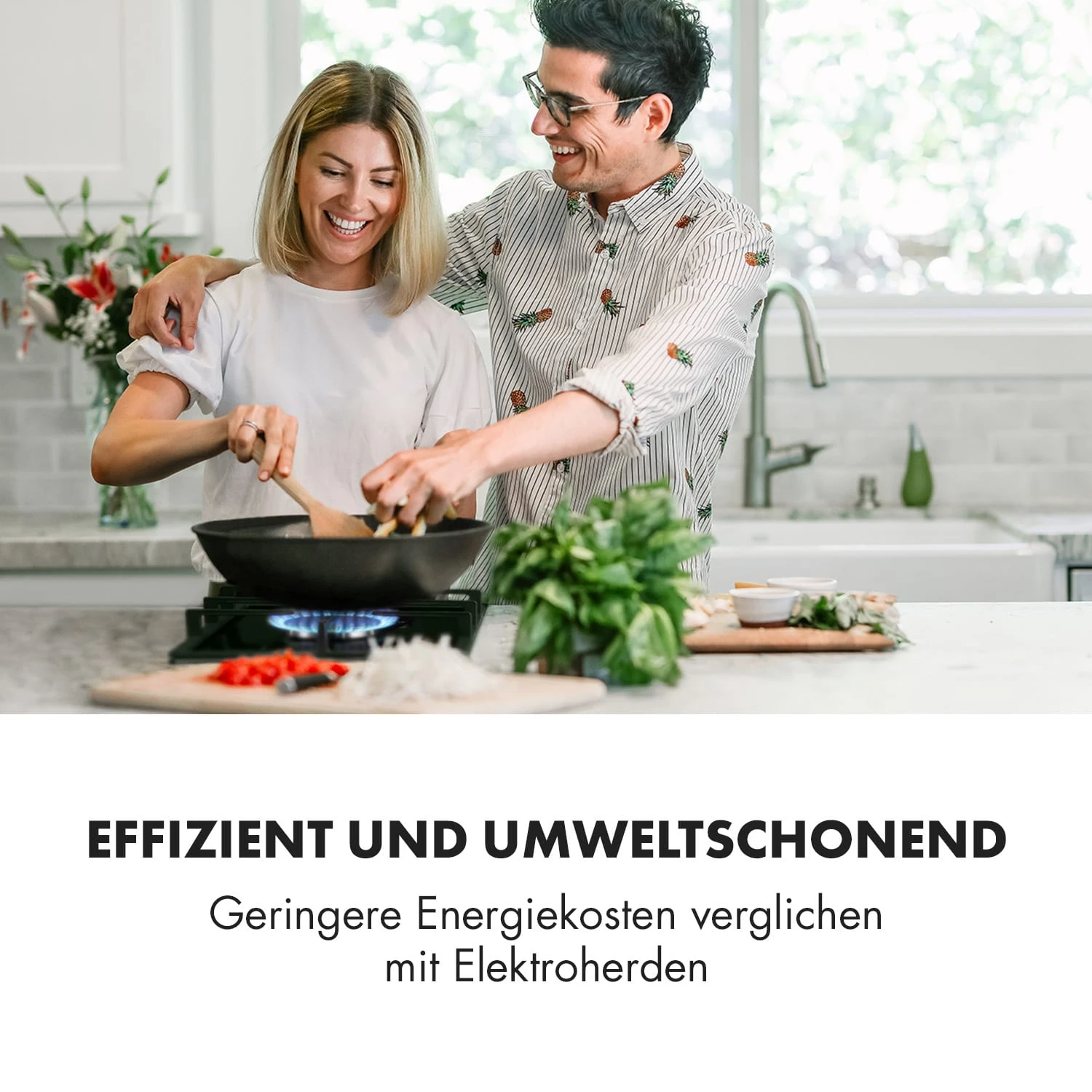 Ignito Domino Gaskochfeld 2-flammig Sabaf-Brenner Glaskeramik Schwarz – Bild 2