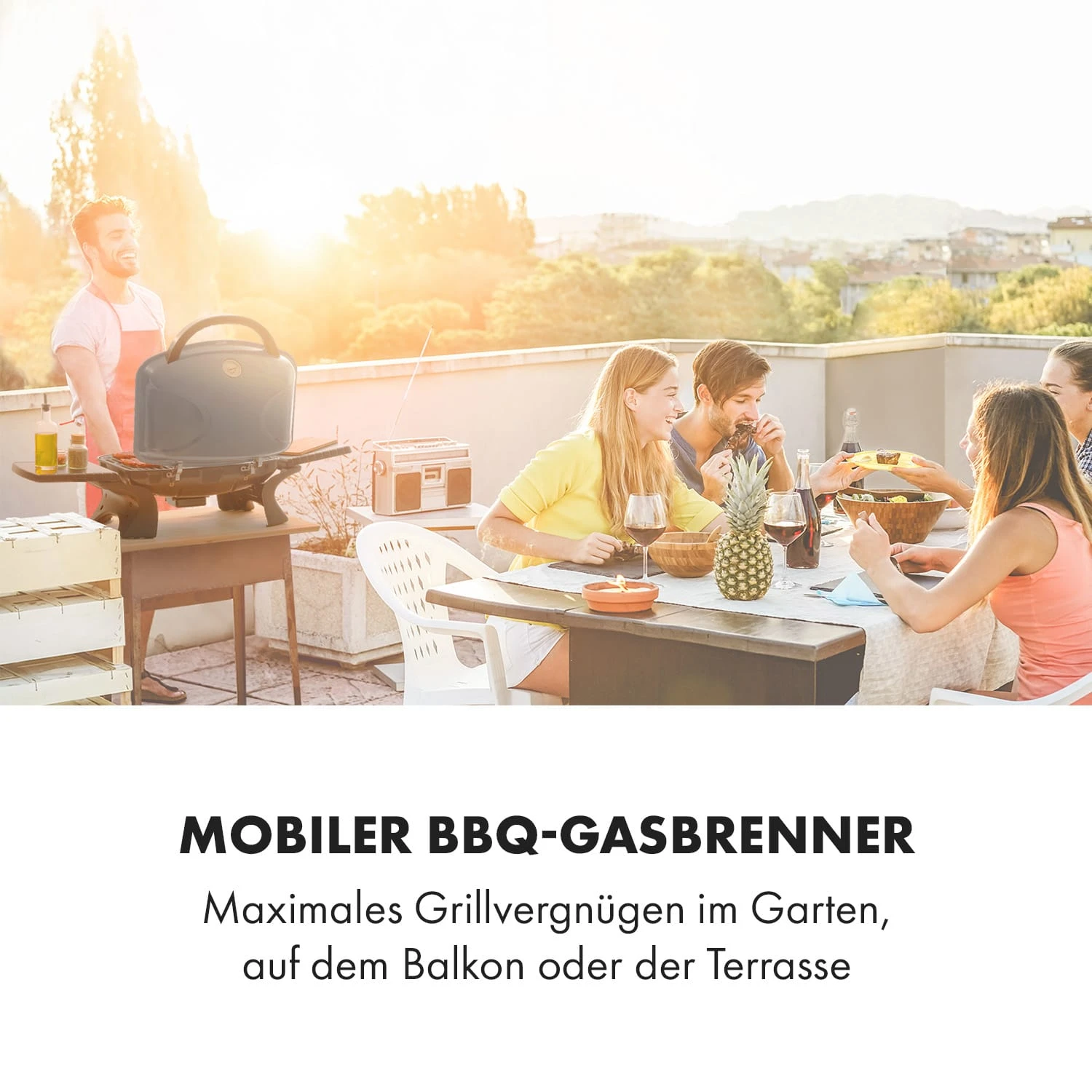 Parforce Duo Gasgrill 2 Brenner 4,4kW 15000BTU 300°C Grau – Bild 2