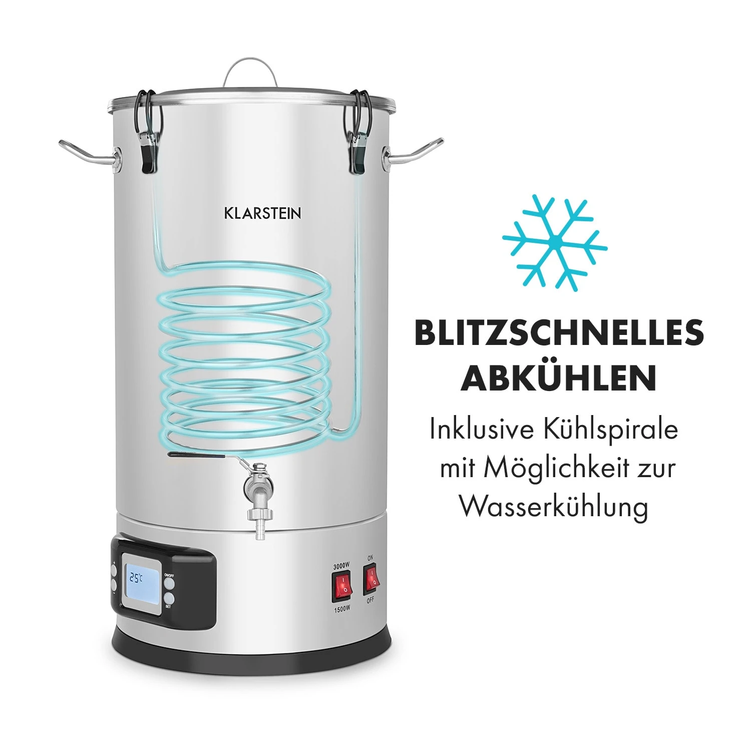 Maischfest Maischekessel 5 Teile 1500/3000W 30l LCD Edelstahl – Bild 5