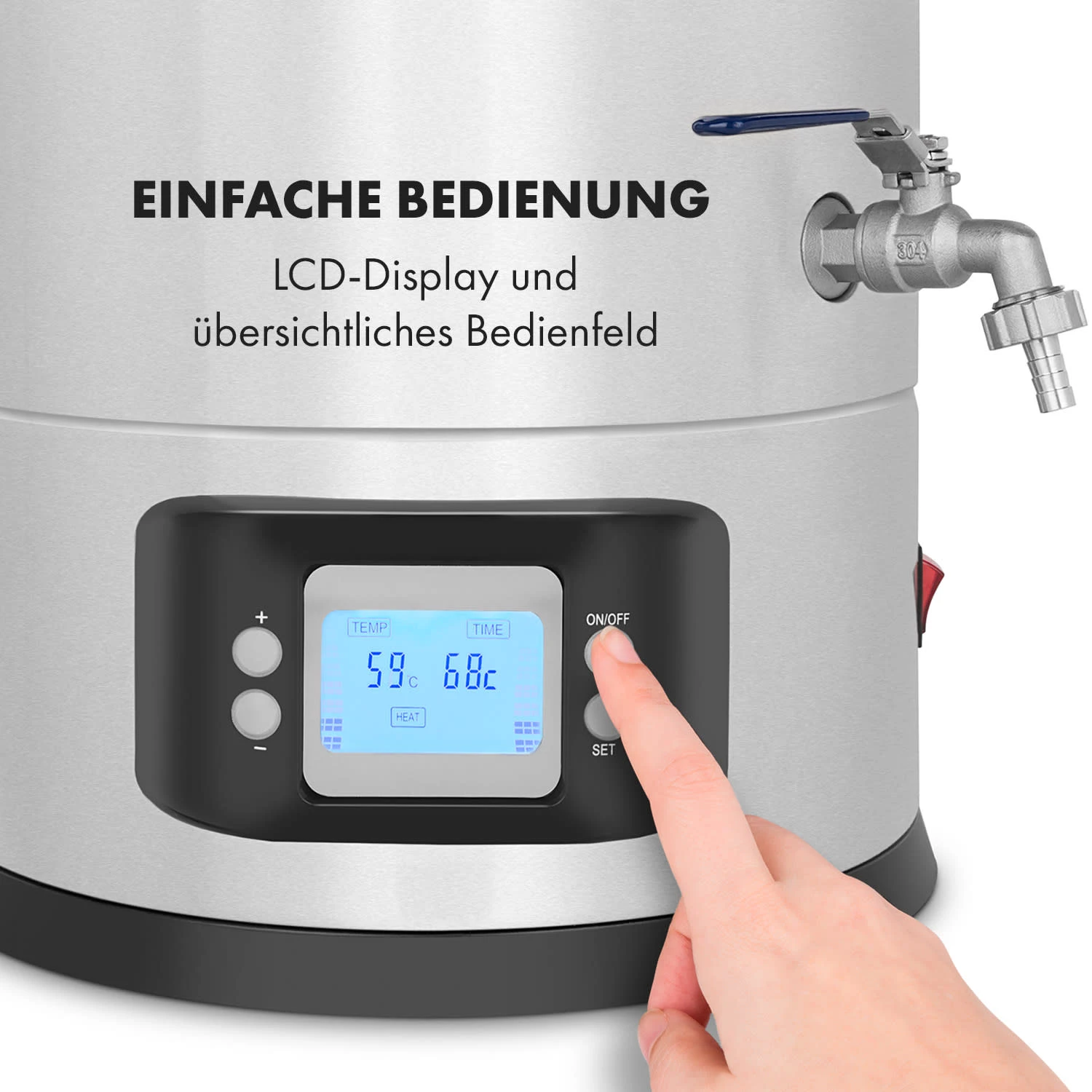 Maischfest Maischekessel 5 Teile 1500/3000W 30l LCD Edelstahl – Bild 7