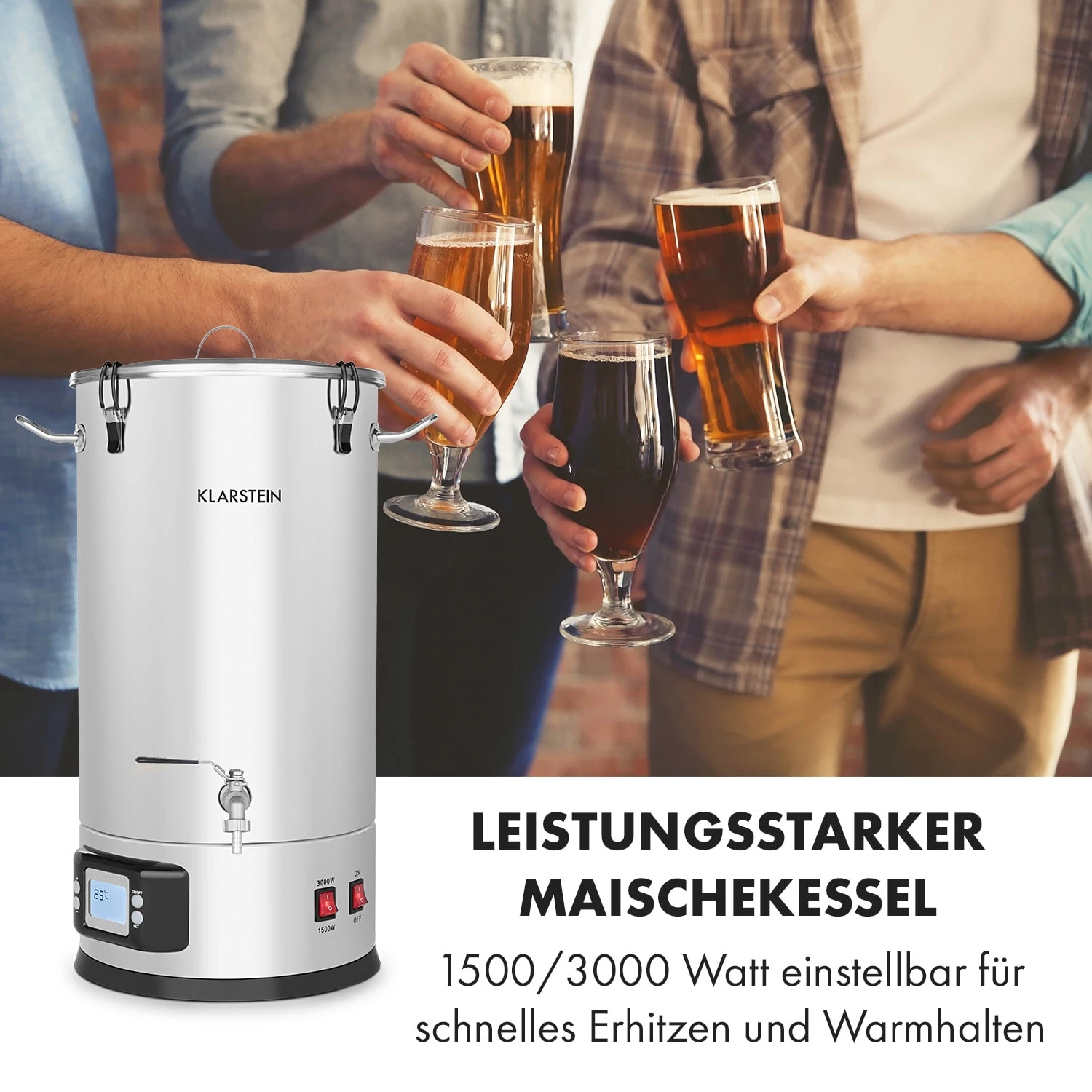 Maischfest Maischekessel 5 Teile 1500/3000W 35l LCD Edelstahl – Bild 2