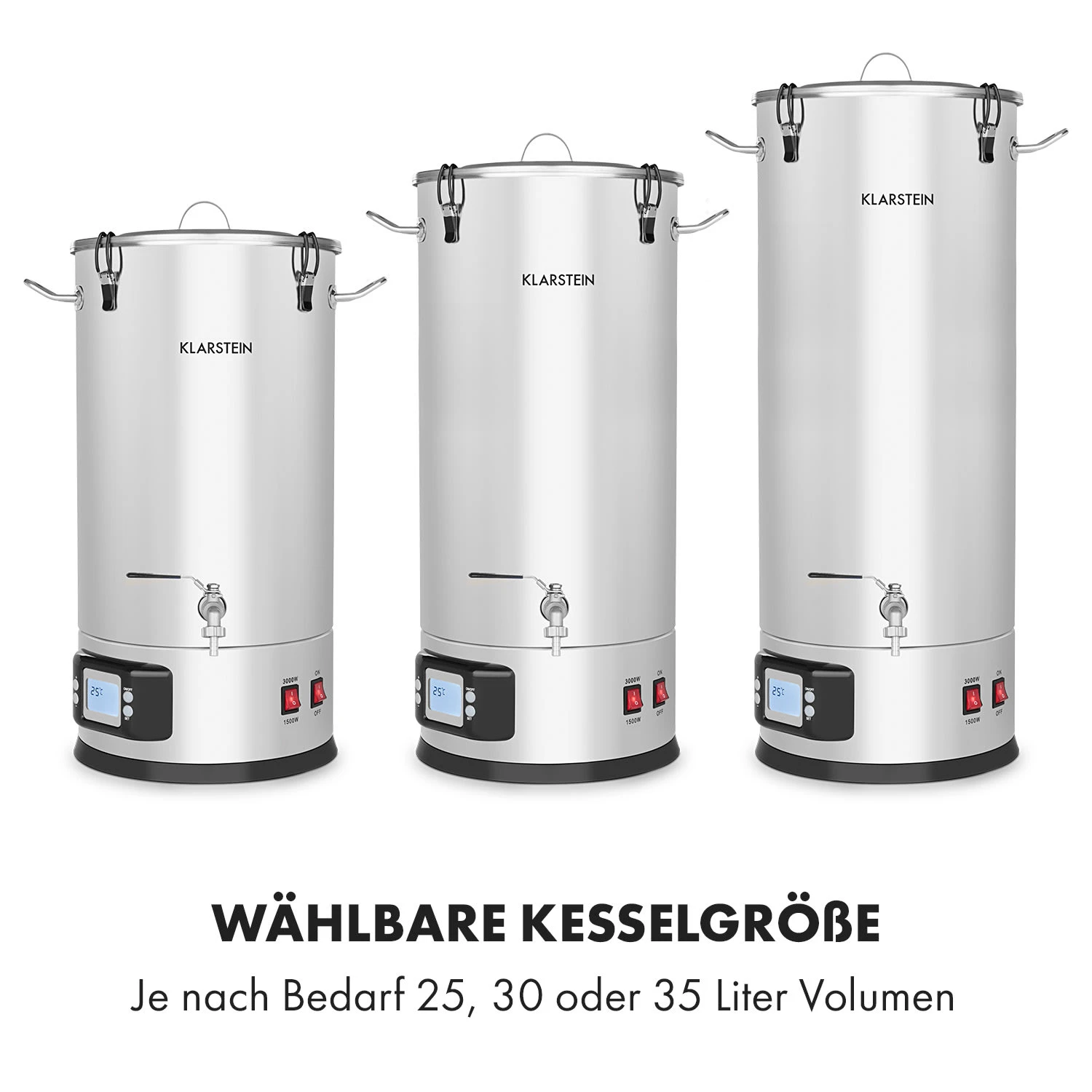 Maischfest Maischekessel 5 Teile 1500/3000W 35l LCD Edelstahl – Bild 3