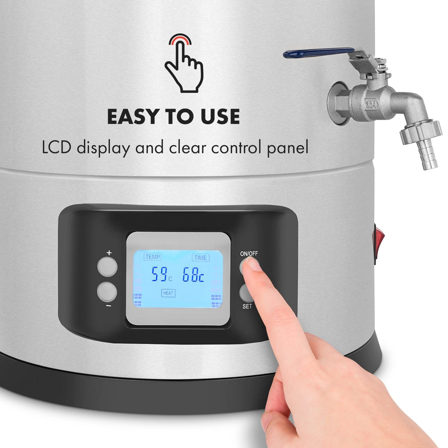 Maischfest Maischekessel 5 Teile 1500/3000W 35l LCD Edelstahl – Bild 7