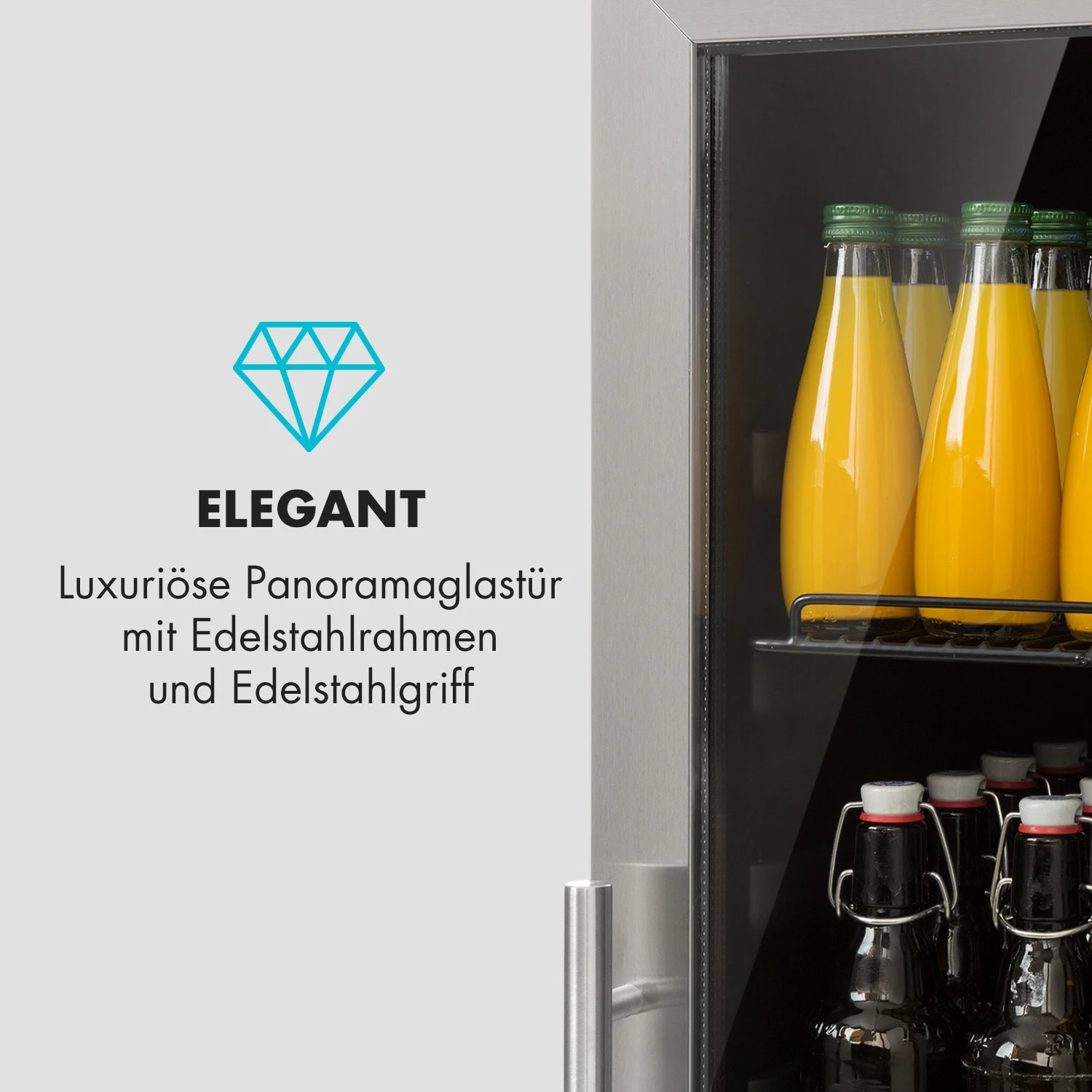 Beersafe 7XL Kühlschrank 242 Liter 5 Böden Panoramaglastür Edelstahl – Bild 5