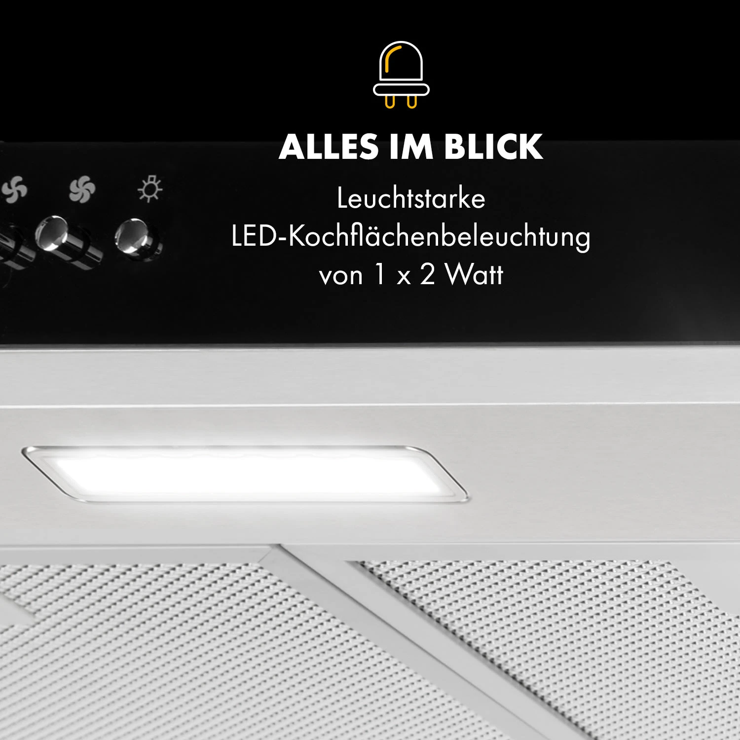 Contempo Unterbau-Dunstabzugshaube 60cm 175m³/h LED Edelstahl Acryl – Bild 6