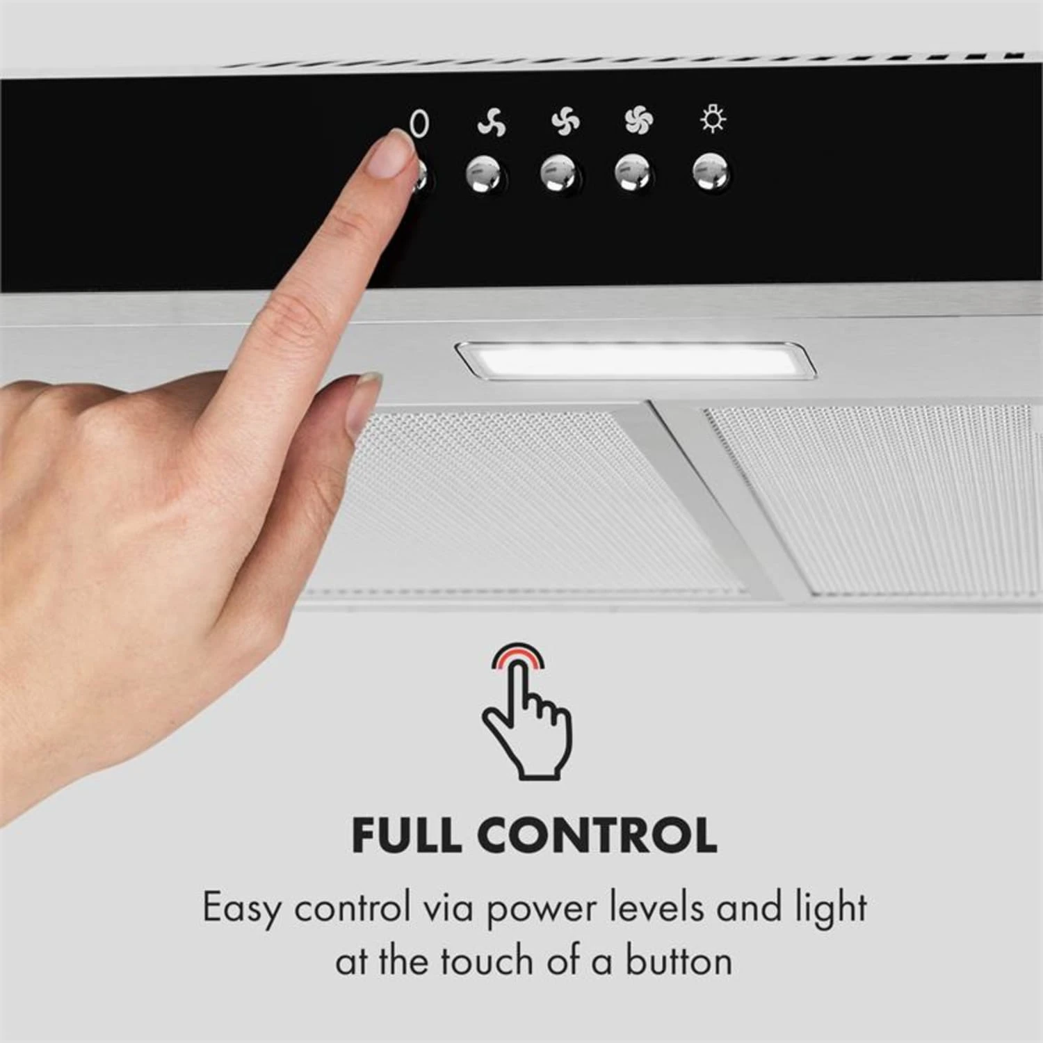 Contempo Unterbau-Dunstabzugshaube 60cm 175m³/h LED Edelstahl Acryl – Bild 8