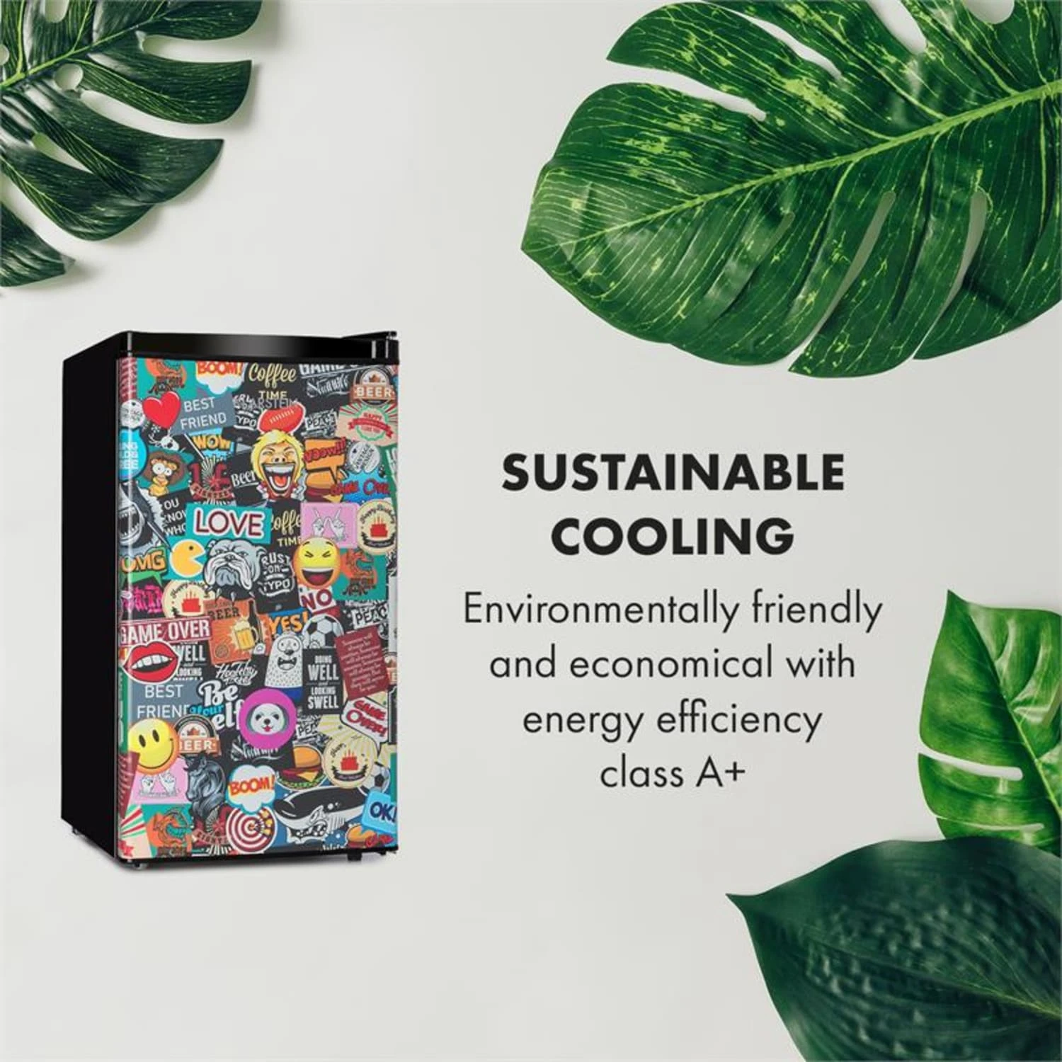 Cool Vibe Kühlschrank A+ 90 Liter VividArt Concept Manga-Style Schwarz – Bild 3