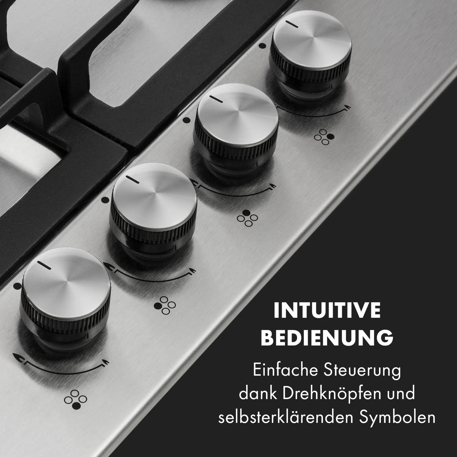 Ignito 4 Zonen Gaskochfeld 4-flammig Sabaf-Brenner Edelstahl Silber – Bild 4