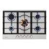 Ignito 5 Zonen Gaskochfeld 5-flammig Sabaf-Brenner Edelstahl Silber