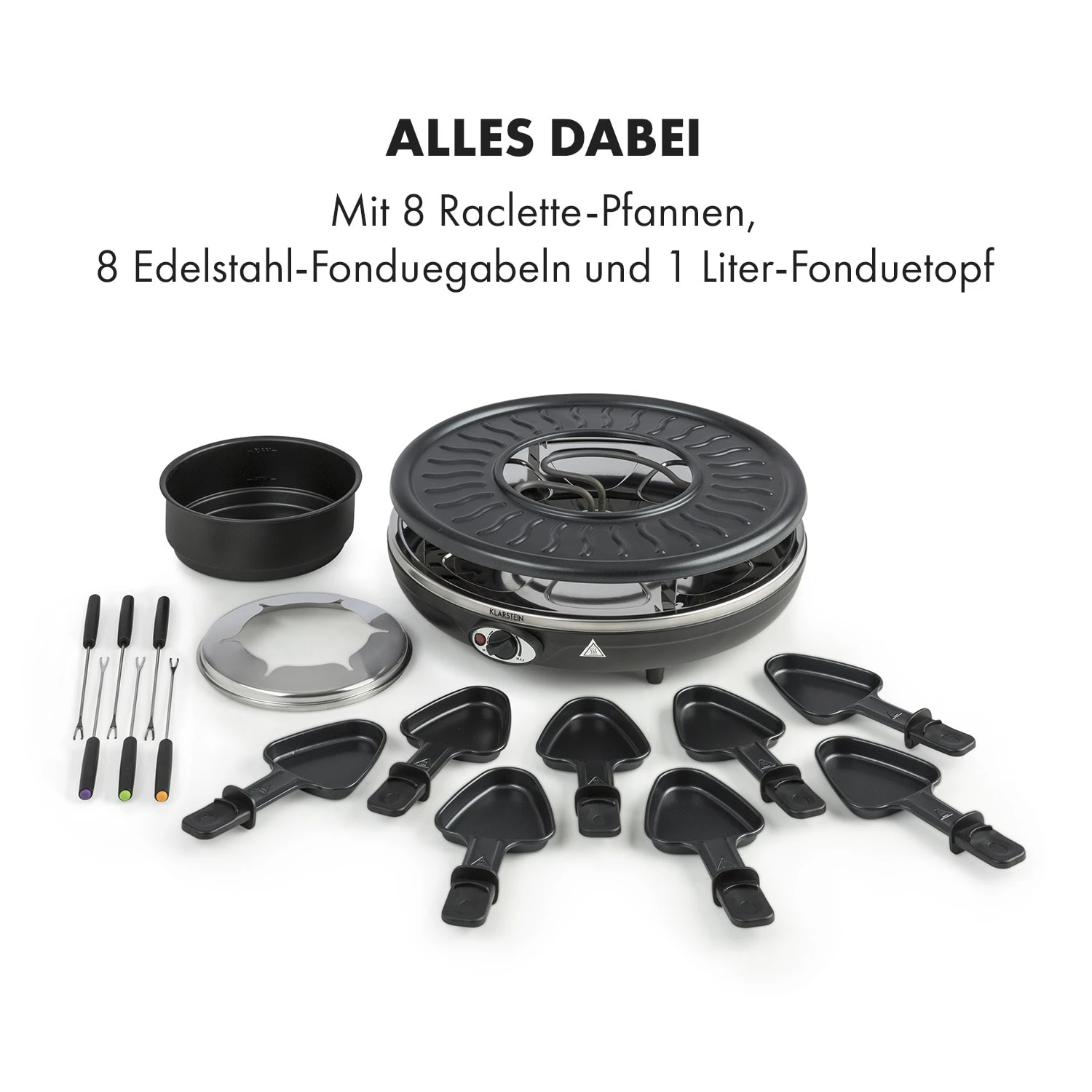 Fonduelette Raclette Und Fondue 1350W 1 Liter 38 Cm Ø Für 8 Personen – Bild 6