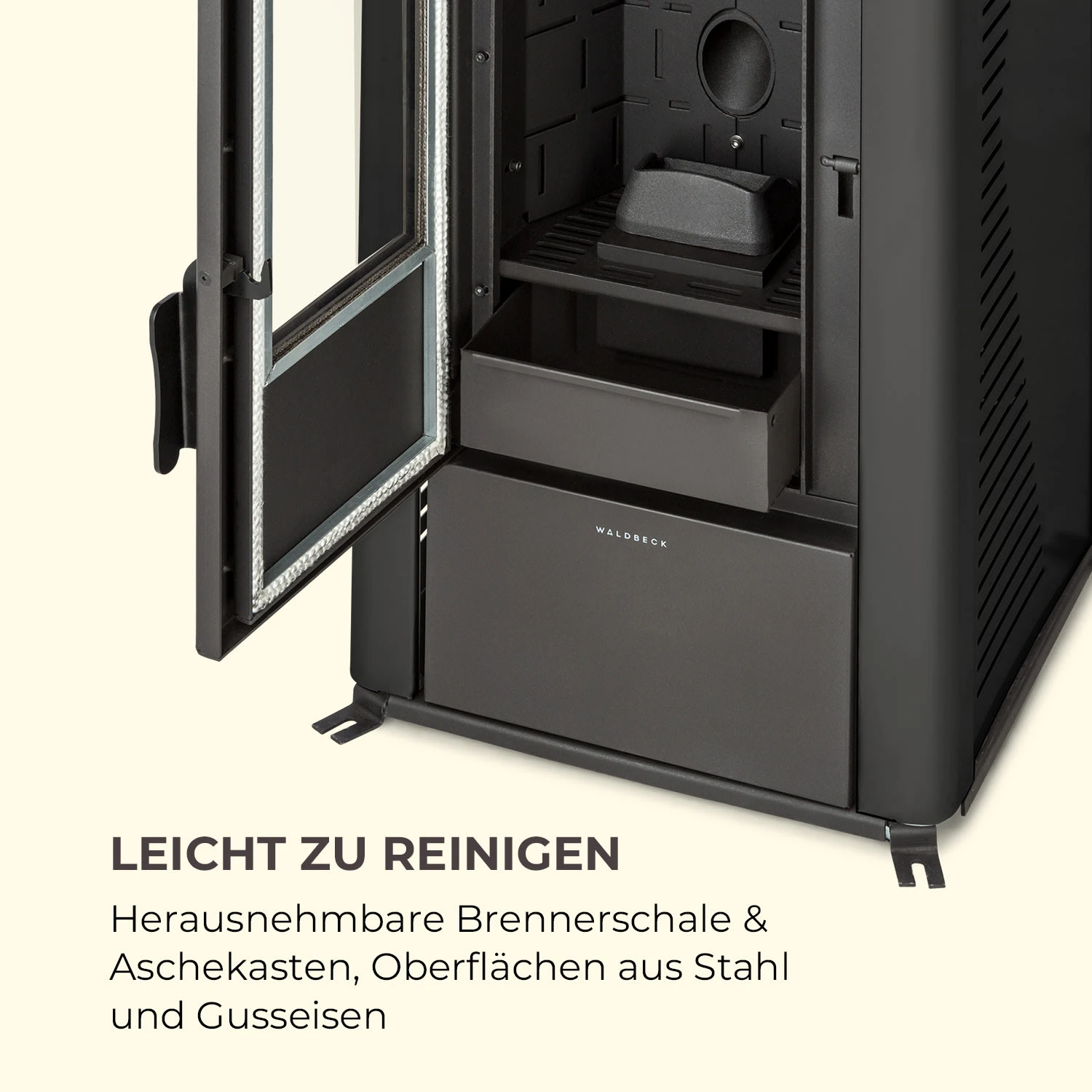 Energiewende Pelletofen 5/10 KW 5 Stufen Timer 18kg 250m³ Fernbedienung Schwarz – Bild 8