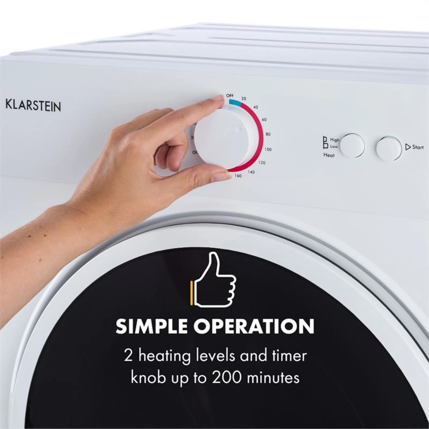 Jet Set Mini-Wäschetrockner Ablufttrockner 1020W EEK C 3kg 50cm Weiß – Bild 4