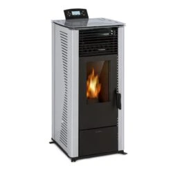 Energiewende Pelletofen 5/10 KW 5 Stufen Timer 18kg 250m³ Fernbedienung Grau