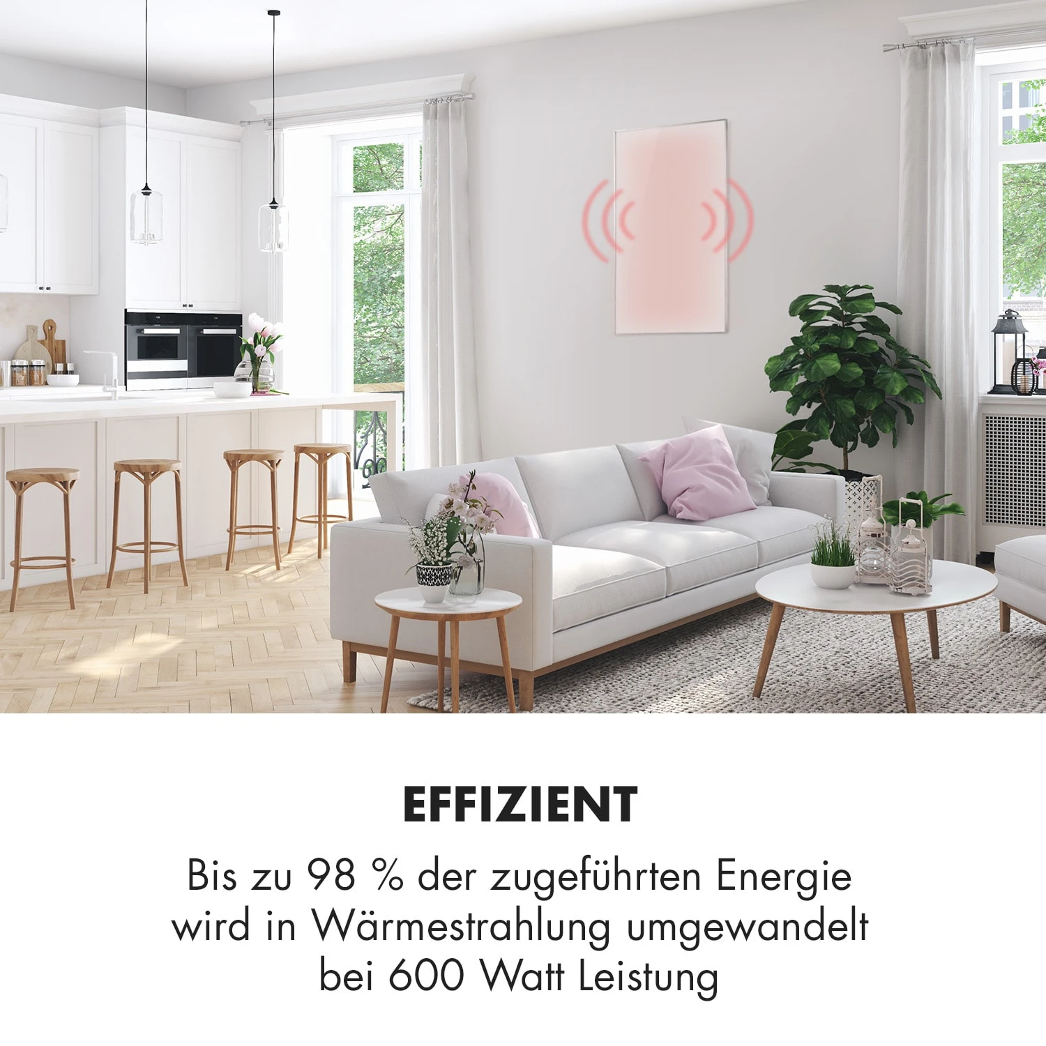 Wonderwall Air 60 Infrarotheizung 101x60cm 600W Wandinstallation Fernbedienung – Bild 2