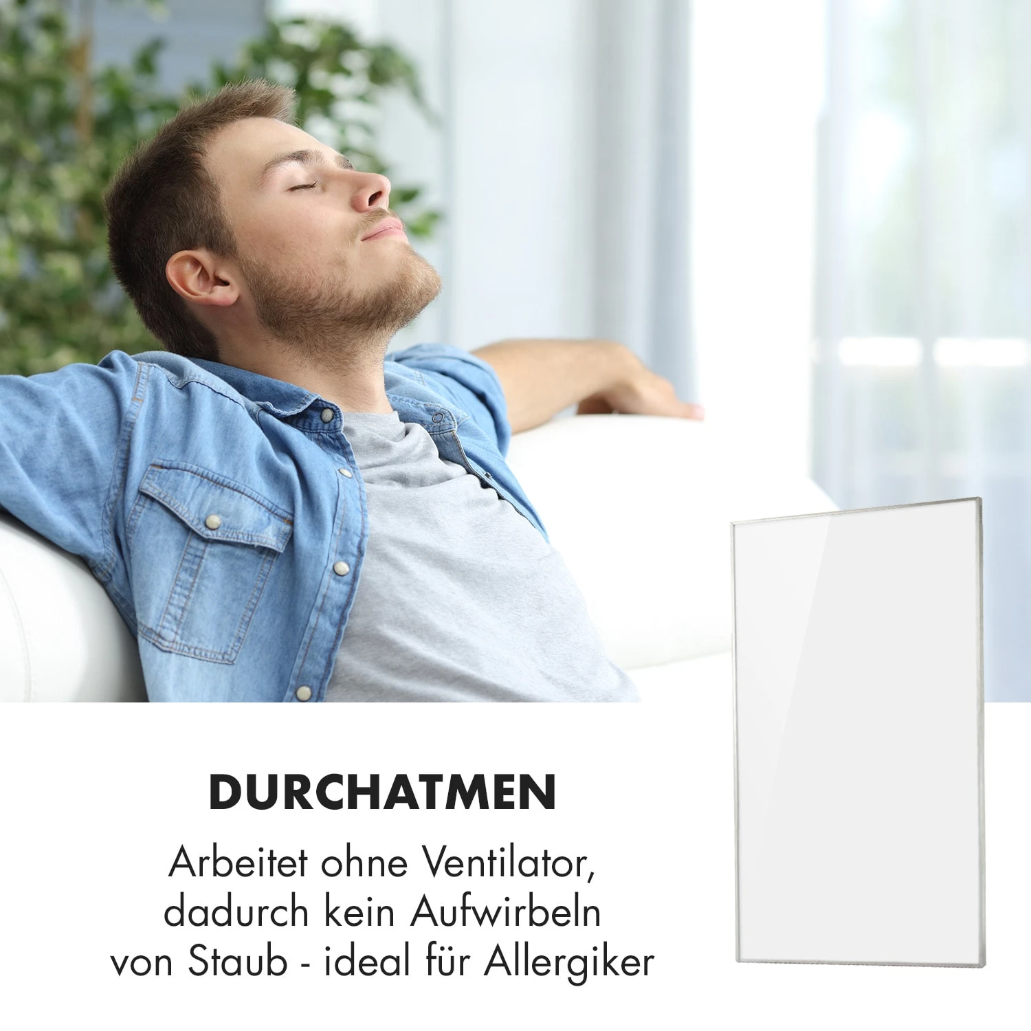 Wonderwall Air 60 Infrarotheizung 101x60cm 600W Wandinstallation Fernbedienung – Bild 5