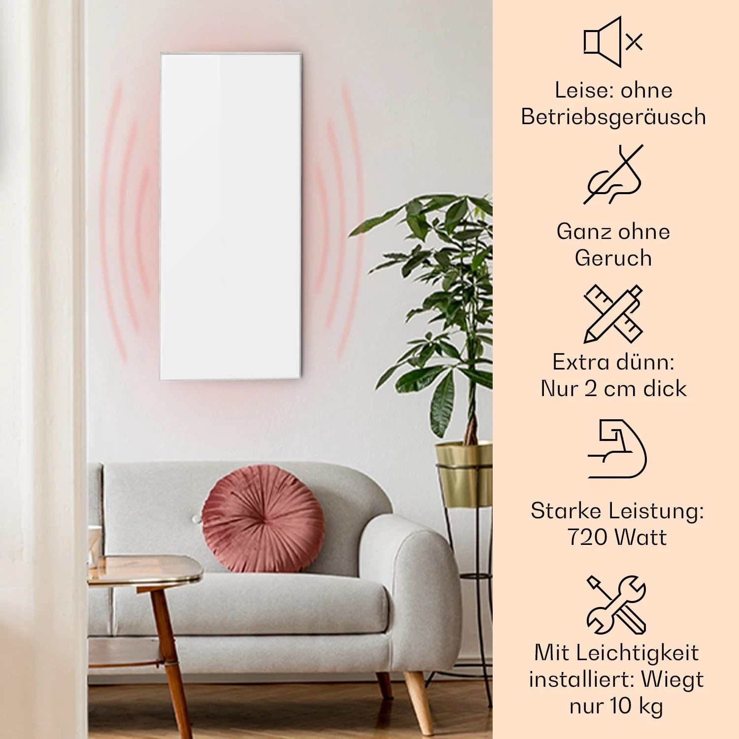 Wonderwall Air 72 Infrarotheizung 120x60cm 720W Wandinstallation Fernbedienung – Bild 2
