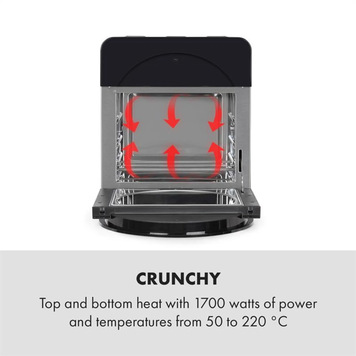 AeroVital Easy Touch Heißluftfritteuse 1700W 14l Timer 16 Programme Metallic / Schwarz – Bild 2