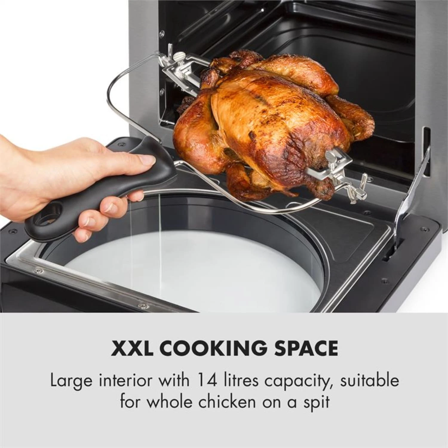 AeroVital Easy Touch Heißluftfritteuse 1700W 14l Timer 16 Programme Metallic / Schwarz – Bild 3